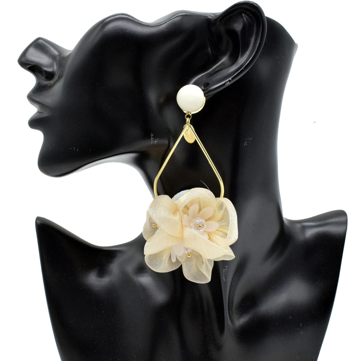 Large Flower Petal Chiffon Drop Earrings for Women | Elegant Bohemian Dangle Earrings HE5085 | Perfect for Weddings, Parties & Special Occasions