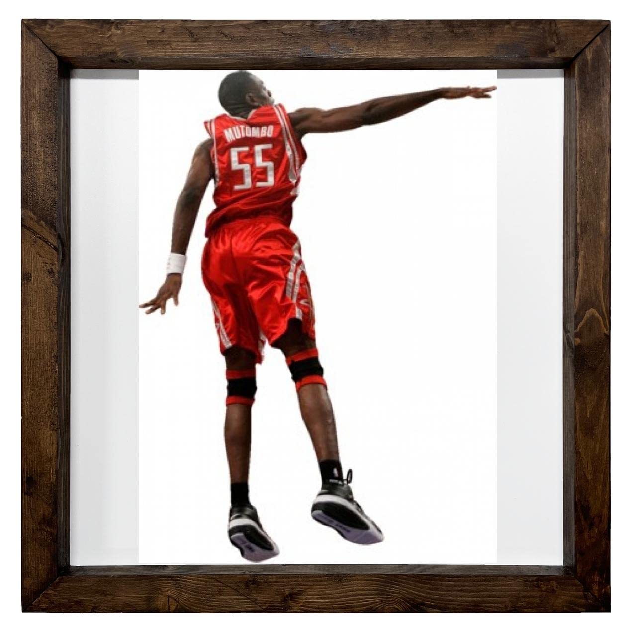 FC Carino Dikembe Mutombo Wood Framed Print - 6x6 Inches White Background Wall Art (FCA #FCAG313139) - Perfect for Sports Fans, Home Office Decor & Basketball Memorabilia