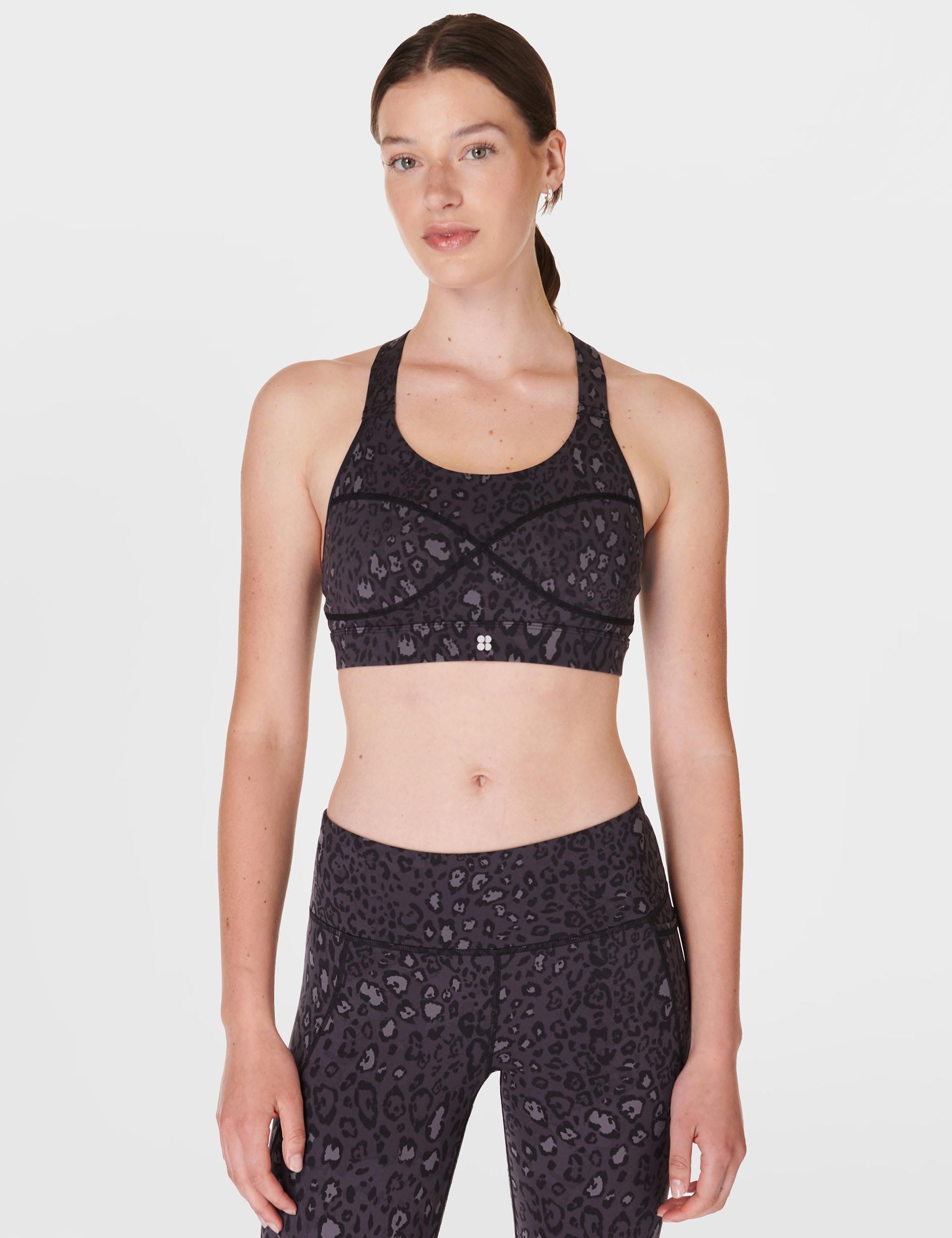 Power Medium Support Sports Bra - Black Luxe Leopard Print | High-Impact Workout & Yoga Activewear for Women | Gym, Running & Fitness Essentials