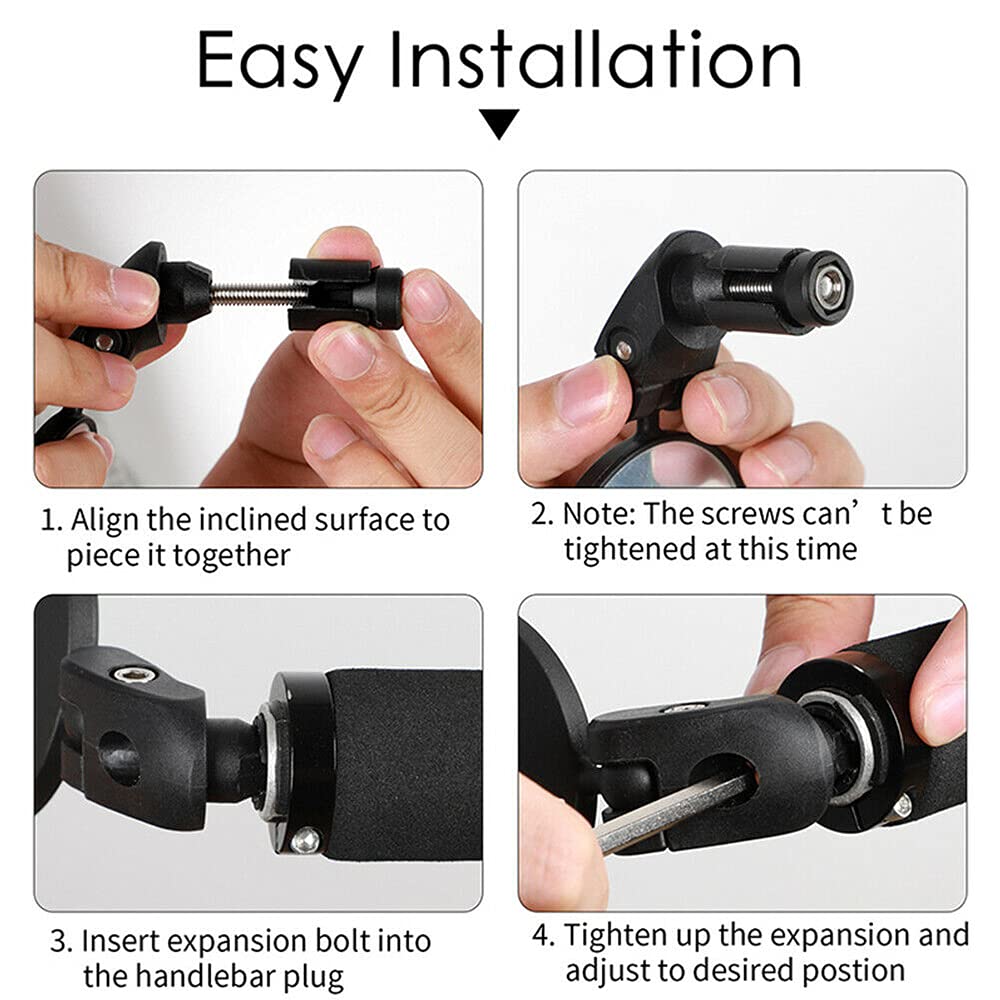 **KOUISYY 2Pcs Bike Mirror - HD Safety Rearview Mirrors for Mountain & Road Bicycles, Adjustable Bar End Cycling Mirrors for Enhanced Visibility - Perfect for Commuting, Touring & Off-Road Adventures**