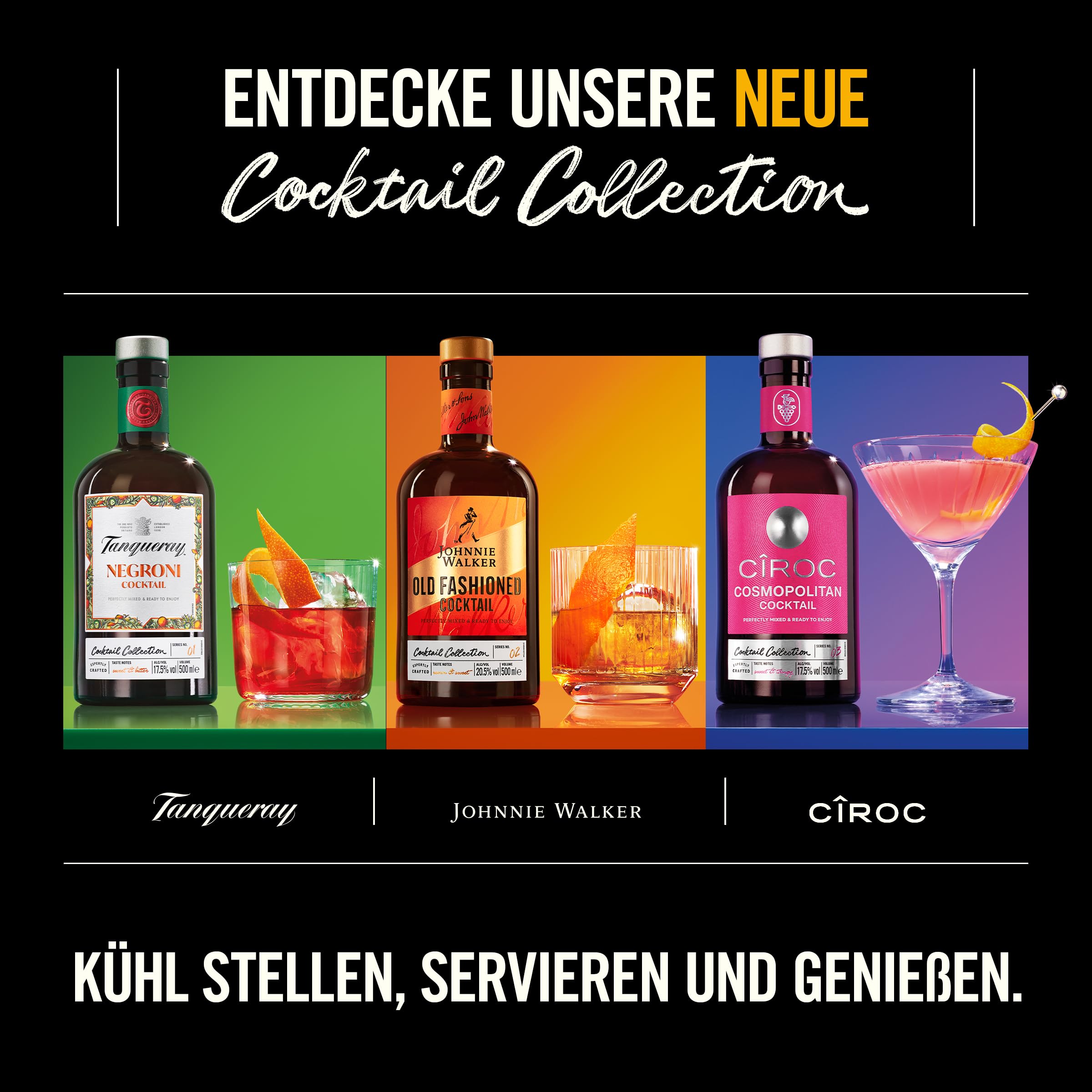 Tanqueray London Dry Gin Negroni Cocktail - Premium 17.5% Alcohol, 500ml Bottle - Perfect for Cocktail Parties, Home Bars & Gifts