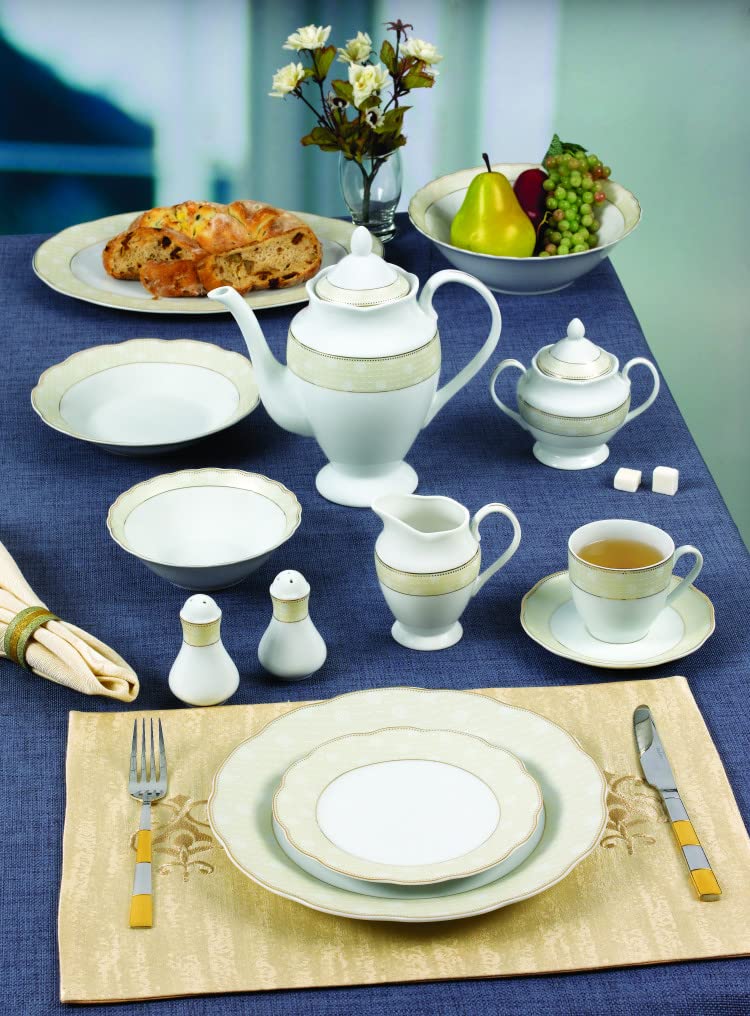 57-Piece Porcelain Dinnerware Set for 8 - Elegant Wavy Tova Collection | Perfect for Dinner Parties, Weddings & Formal Dining