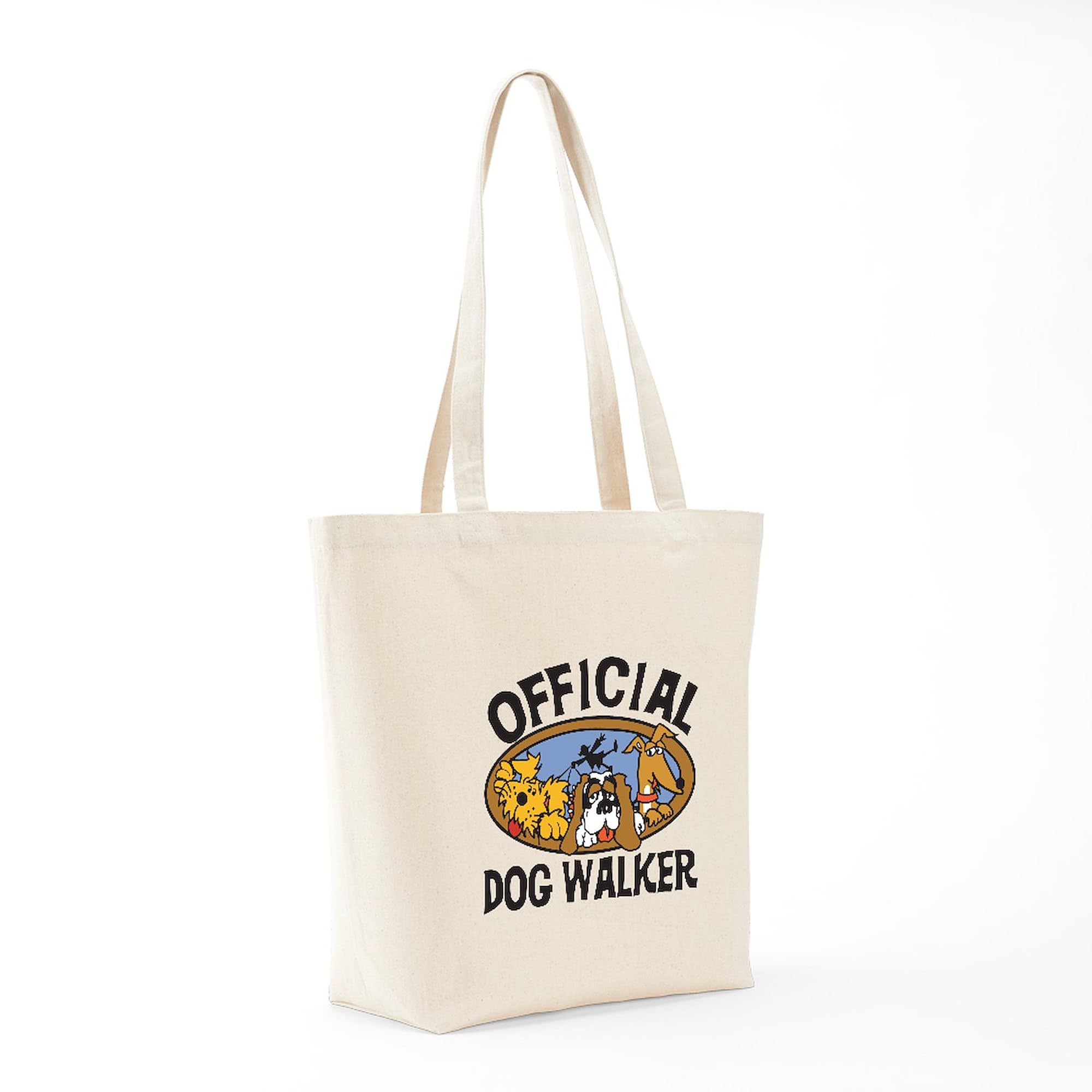 Official Dog Walker Tote Bag - Natural Canvas Reusable Shopping Tote for Pet Owners | Perfect for Dog Walking, Groceries & Beach Trips