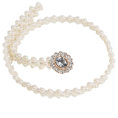 Women's Fashion Pearl Chain Belt - Stylish Metal Body Chain with Adjustable Buckle for Casual, Party & Boho Outfits | Brown Waist Accessory for Layering & Statement Looks