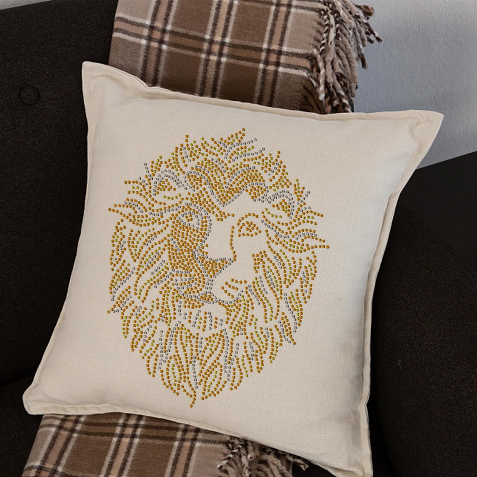 SUPERDANT Lion Rhinestone Iron-On Transfers - Sparkling Animal Applique Decals for DIY Clothes, Bags, Pants & T-Shirts | Perfect for Hoodies, Sweatshirts & Fashion Customization (Great for Parties, Gifts & Personal Style)