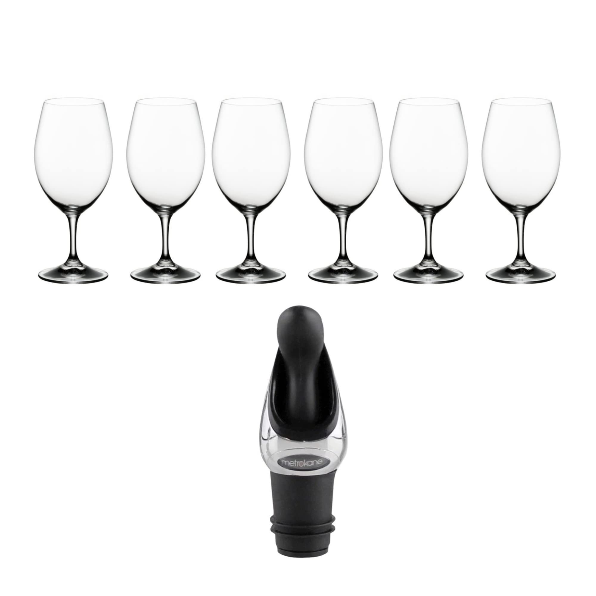 Riedel Ouverture Magnum Red Wine Glasses Set of 6 with Deluxe Wine Pourer & Stopper - Perfect for Dinner Parties, Wine Tasting & Gift Giving
