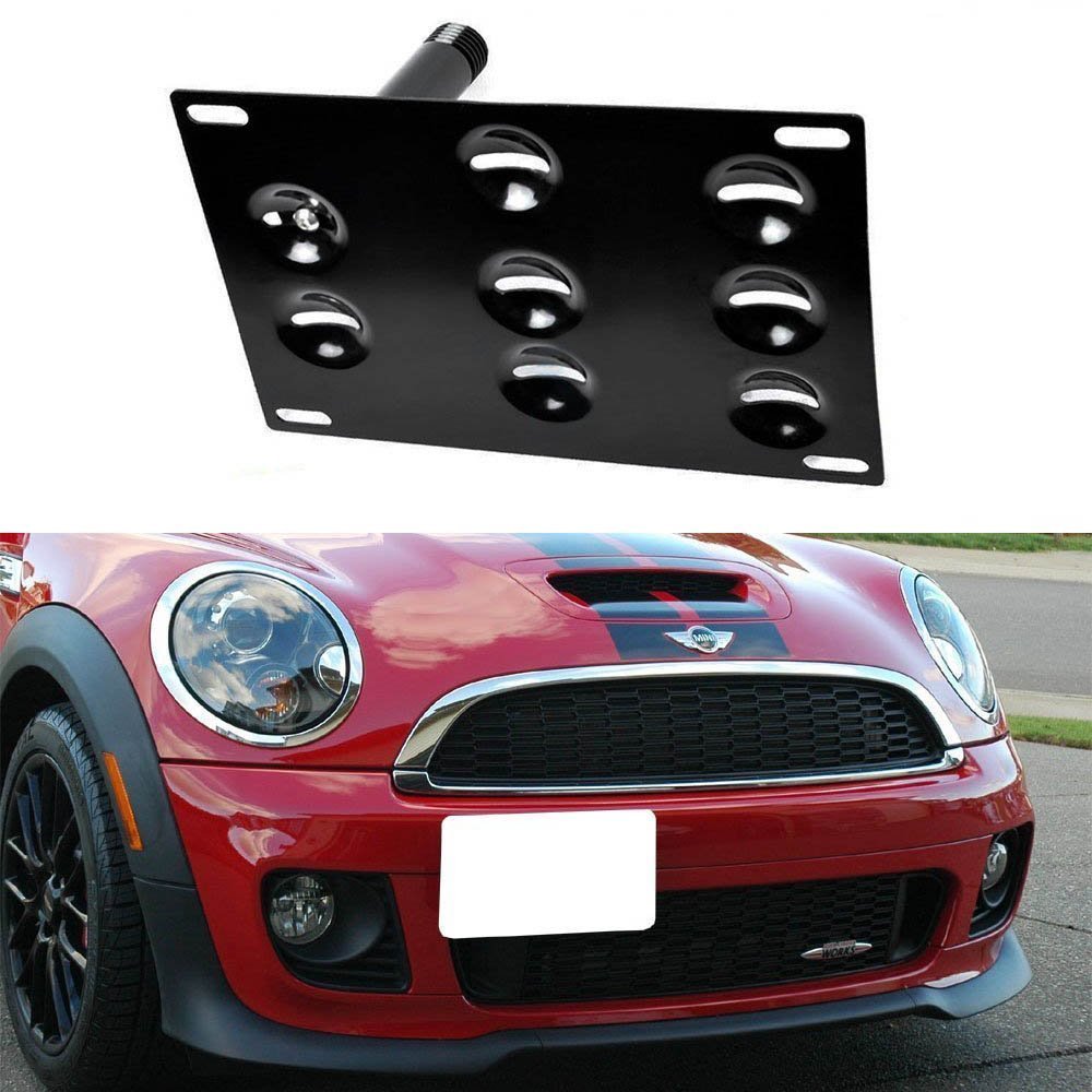 Front Bumper Tow Hook License Plate Mount Bracket Holder for MINI Cooper 2002-2014 | Universal Fit | Easy Installation | Perfect for Parking Sensors & Car Shows