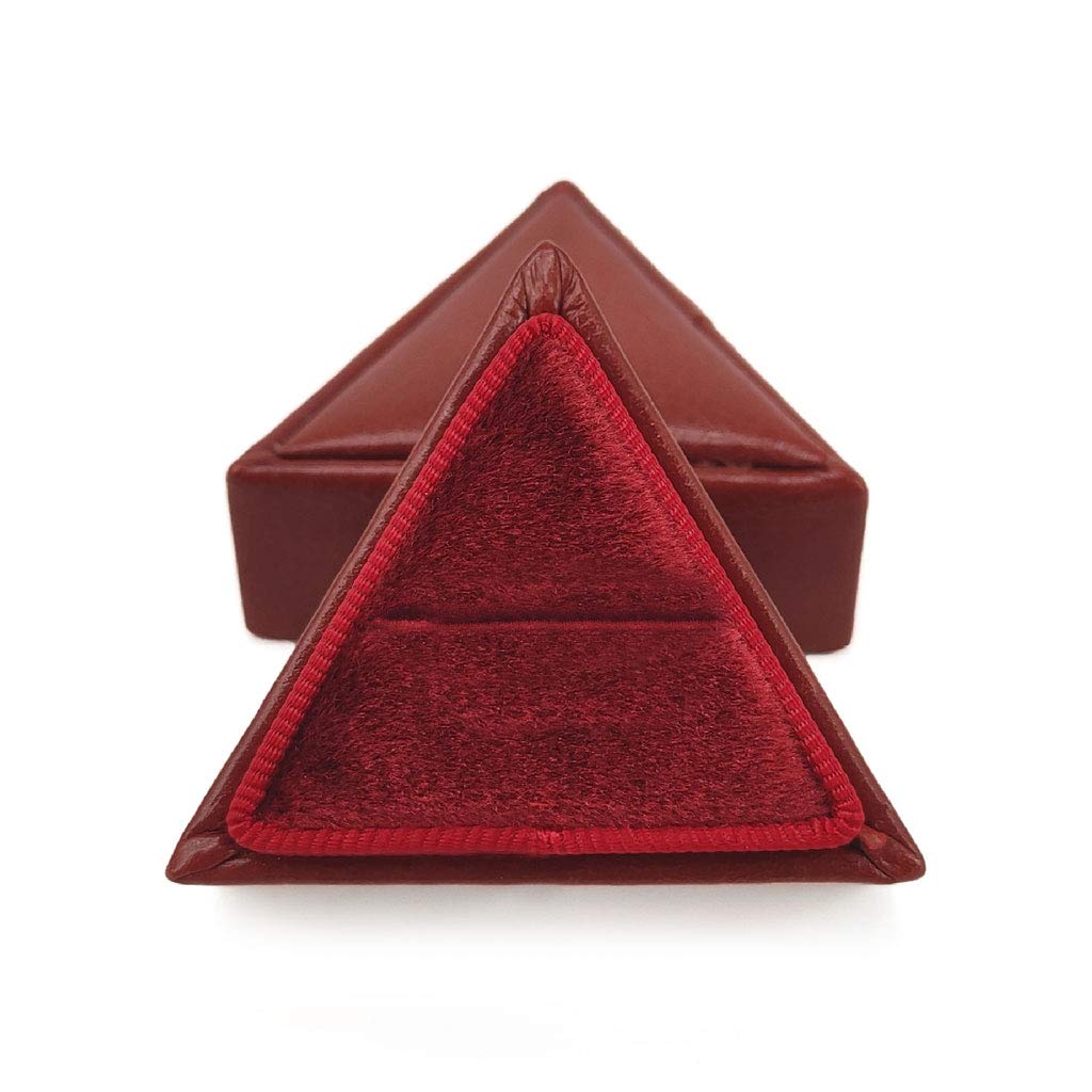 QUQUTWO Velvet & PU Leather Triangle Wedding Ring Box with Detachable Lid - Elegant Red Jewelry Box for Engagement, Proposal & Ceremony - Perfect for Bridal Showers, Vow Renewals & Romantic Gift Giving