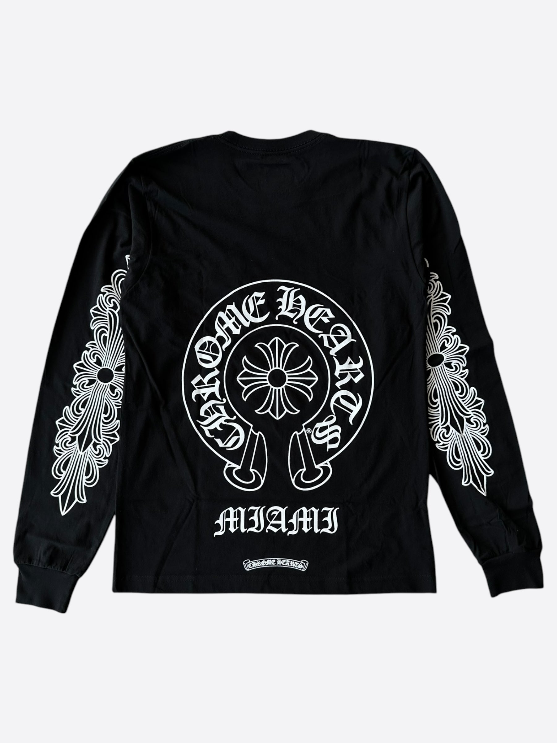 Chrome Hearts Black & White Miami Horseshoe Logo Long Sleeve T-Shirt | Premium Cotton Streetwear | Perfect for Casual Outfits & Urban Fashion