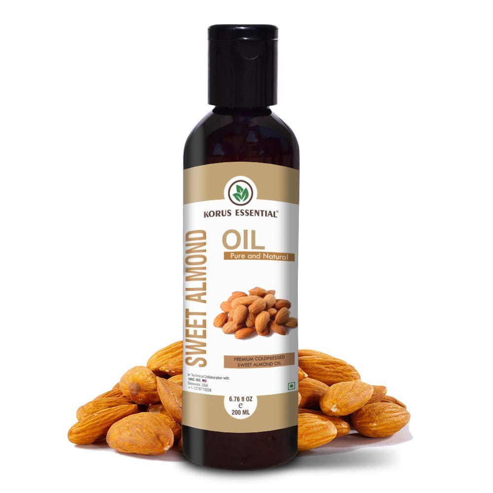 Pure Cold-Pressed Sweet Almond Oil for Hair & Skin Care - 100% Natural, 200ml | Hydrates, Nourishes & Strengthens Hair, Moisturizes Skin - Perfect for DIY Beauty & Massage