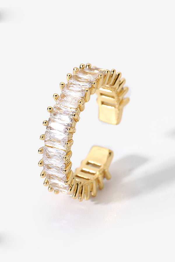 Vintage Zircon Open Ring for Women - Elegant Adjustable Statement Jewelry for Parties, Weddings & Everyday Wear