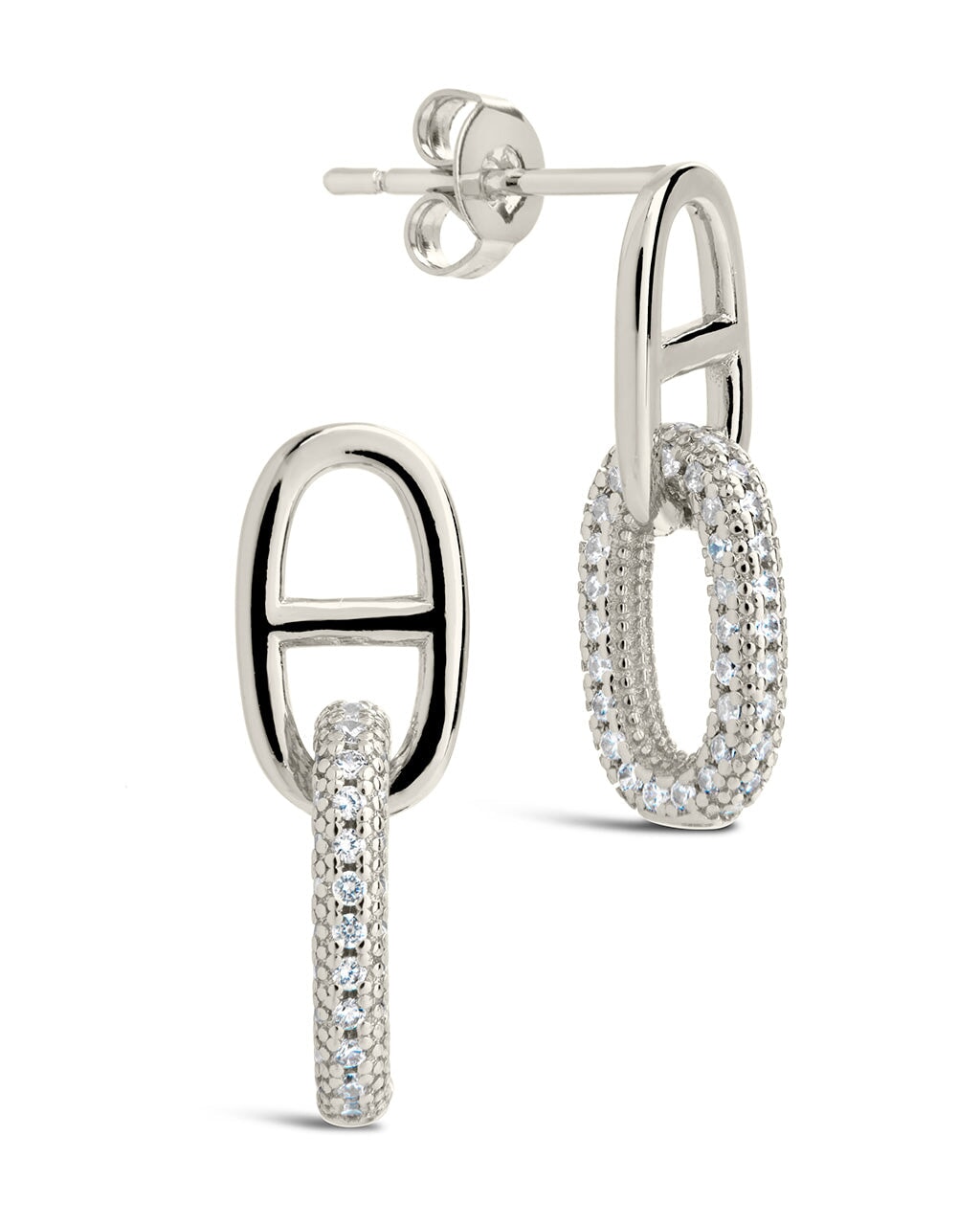 Reina CZ Chain Link Drop Stud Earrings – Elegant Dangling Jewelry for Women, Perfect for Parties, Weddings & Special Occasions