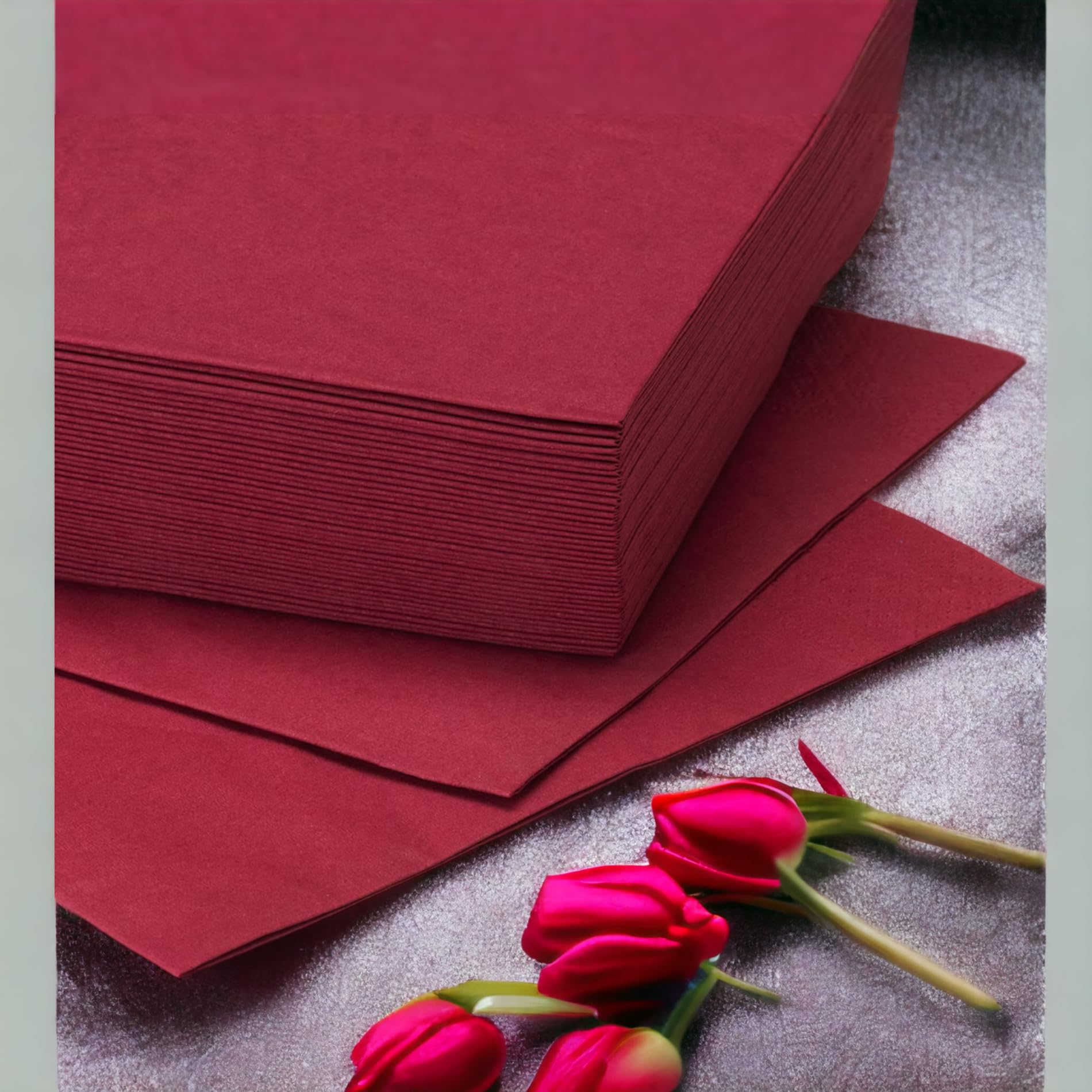 Primrose 3-Ply Decorative Tissue Paper Napkins - Dark Red Dinner Size for Home & Party Dining | Elegant Table Setting, Wedding, Restaurant, and Everyday Use