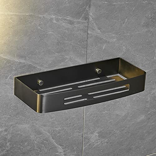 No Drill Shower Caddy - Rustproof Stainless Steel Wall Mounted Bathroom Organizer with Strong Adhesive (Gray) - Perfect for Small Bathrooms & Apartment Showers - Holds Toiletries, Shampoo & Soap