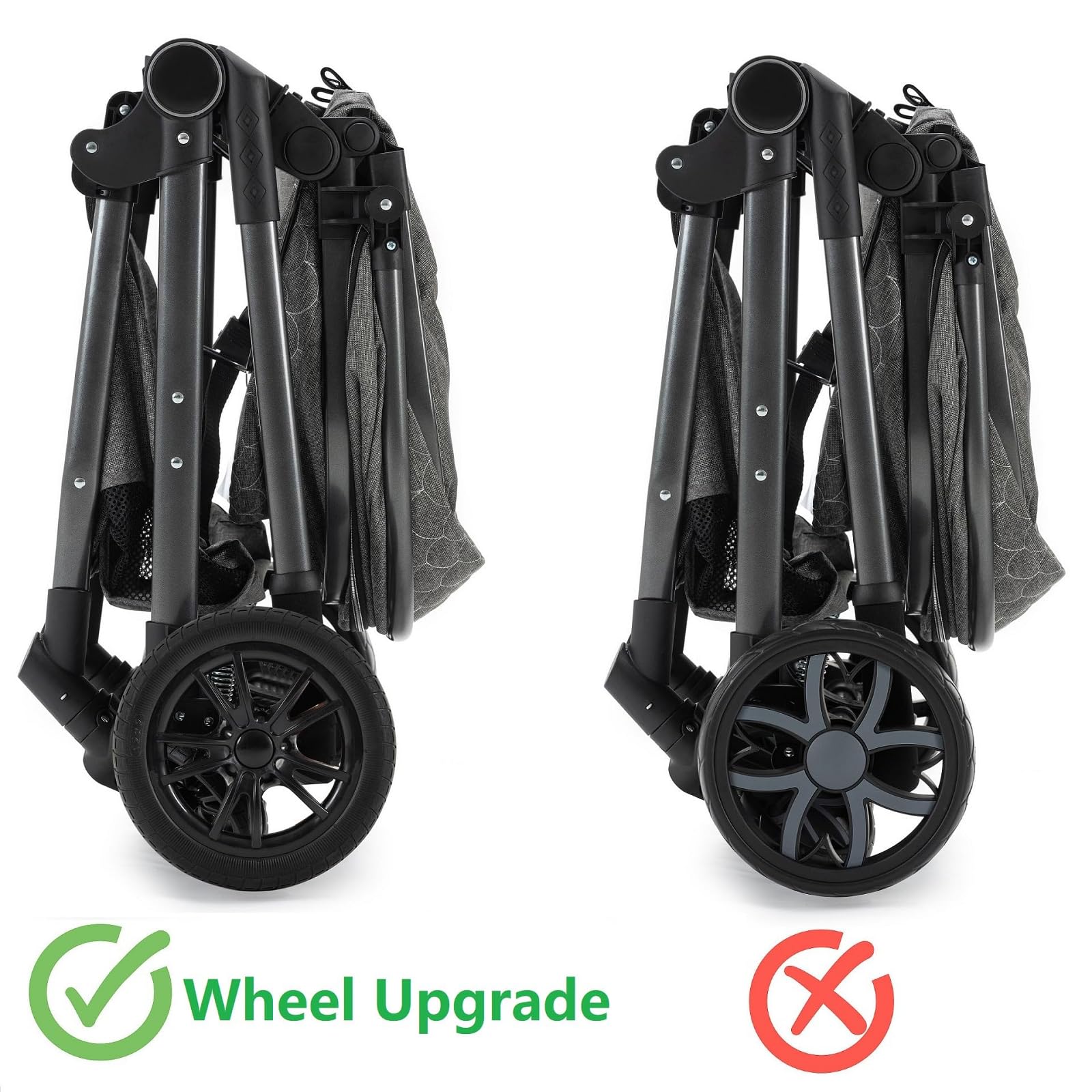 5 in 1 Compact Baby Stroller with Removable Bassinet & Reversible Seat - Foldable Lightweight Aluminum Frame Stroller for Newborns & Toddlers - Perfect for Travel, Shopping & Daily Walks (Black)