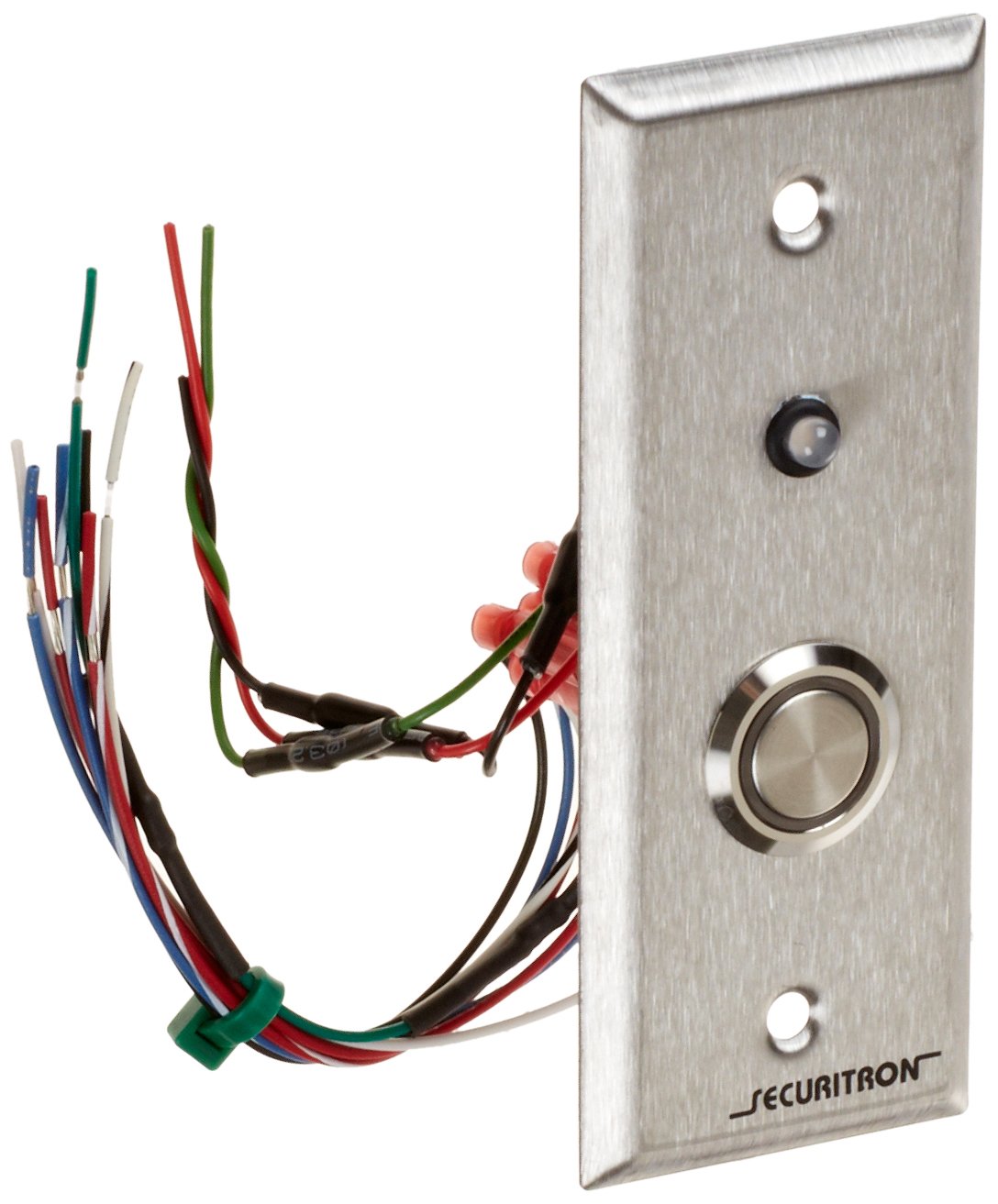 Securitron PB4LN-2 Stainless Steel Momentary Push Button for Narrow Stile Doors - 4A Current Rating - Ideal for Commercial Buildings, Offices, and Secure Access Control Systems