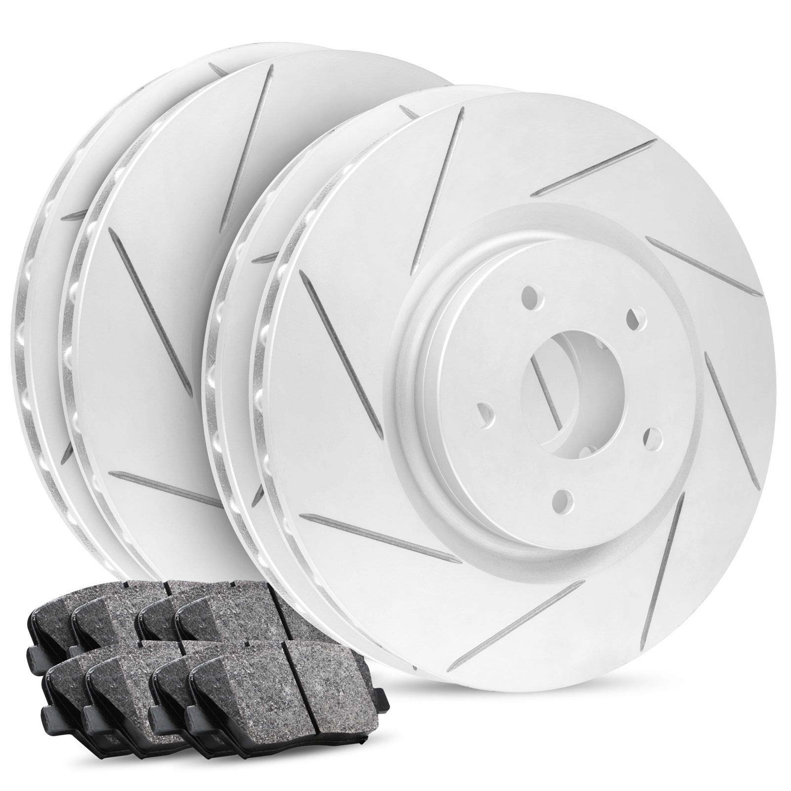 R1 Concepts Premium Ceramic Brake Pads and Rotors Kit - Front & Rear Set for 2014 Cadillac CTS | High-Performance Braking | Ideal for Daily Commuting, Highway Driving & Stop-and-Go Traffic