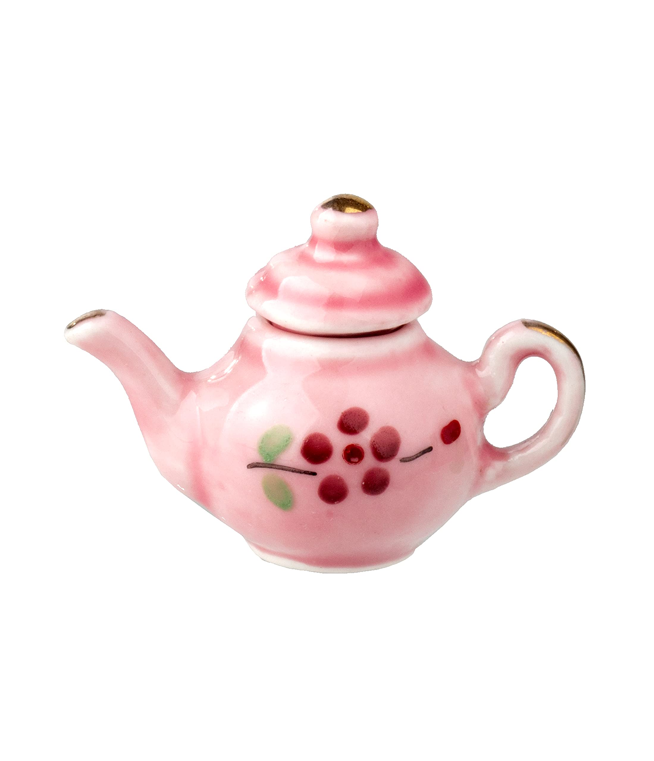 Melody Jane 1:12 Scale Miniature Dollhouse Accessories - Pink & Red Floral Teapot for Kitchen & Dining Room | Perfect for Doll Collectors, DIY Dollhouse Decor, and Miniature Scene Creation