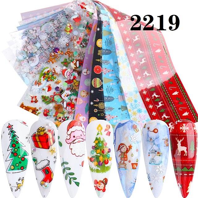 Christmas Cartoon Nail Art Foils - 10pcs Holiday Nail Decals for DIY Manicure, Perfect for Christmas Party & Gift Giving