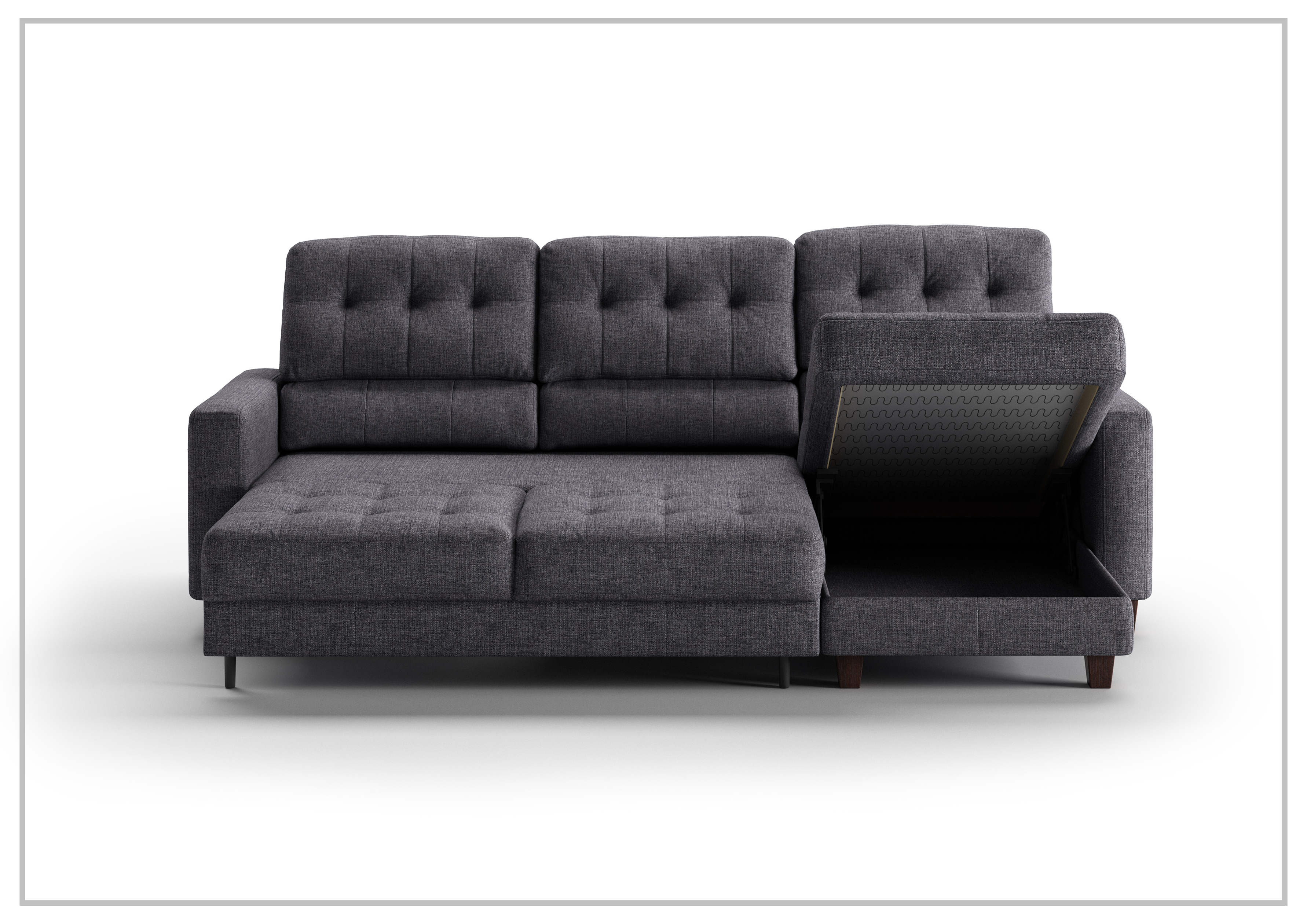 Luonto Noah Fabric 3-Seater Sectional Sofa Sleeper with Reversible Chaise - Modern Convertible Couch for Living Room, Guest Room & Small Spaces