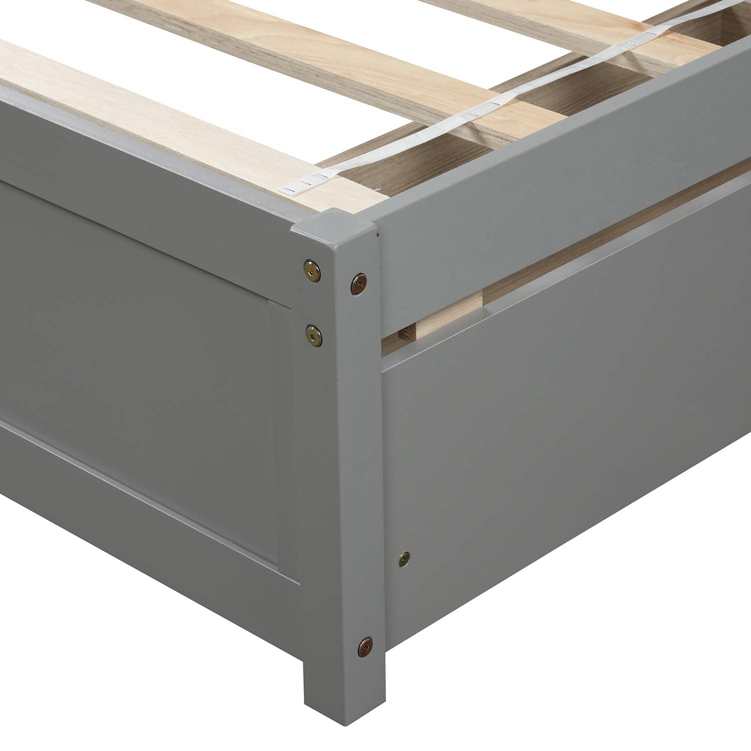 SOFTSEA Twin Size Storage Bed Frame with 2 Drawers, Headboard & Wood Slat Support - No Box Spring Required - Space Saving Bedroom Furniture (Gray) - Perfect for Small Rooms, Dorms & Apartments