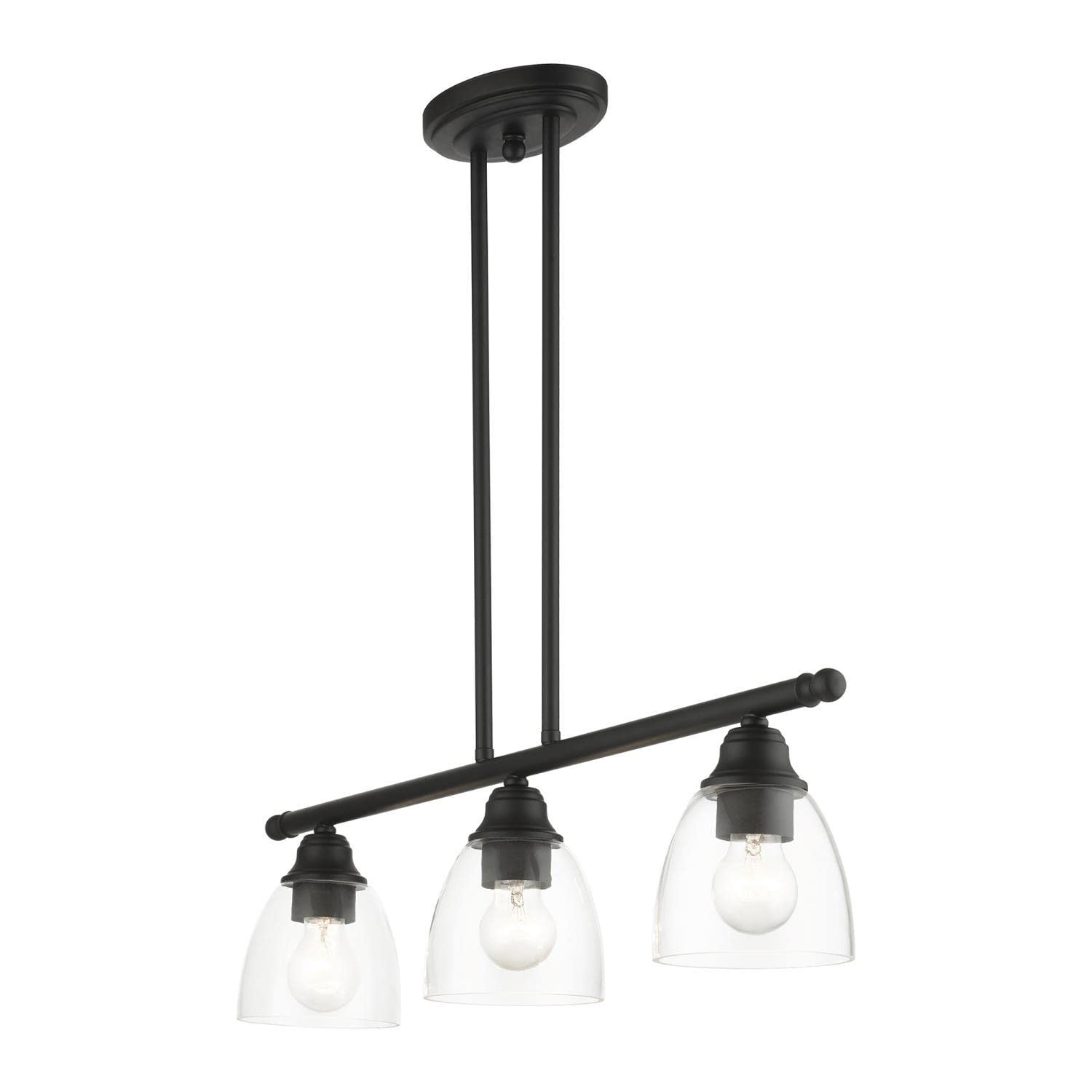 Livex Lighting 46337-04 Montgomery Linear Chandelier in Black - Modern Ceiling Light Fixture for Dining Room, Kitchen Island & Entryway
