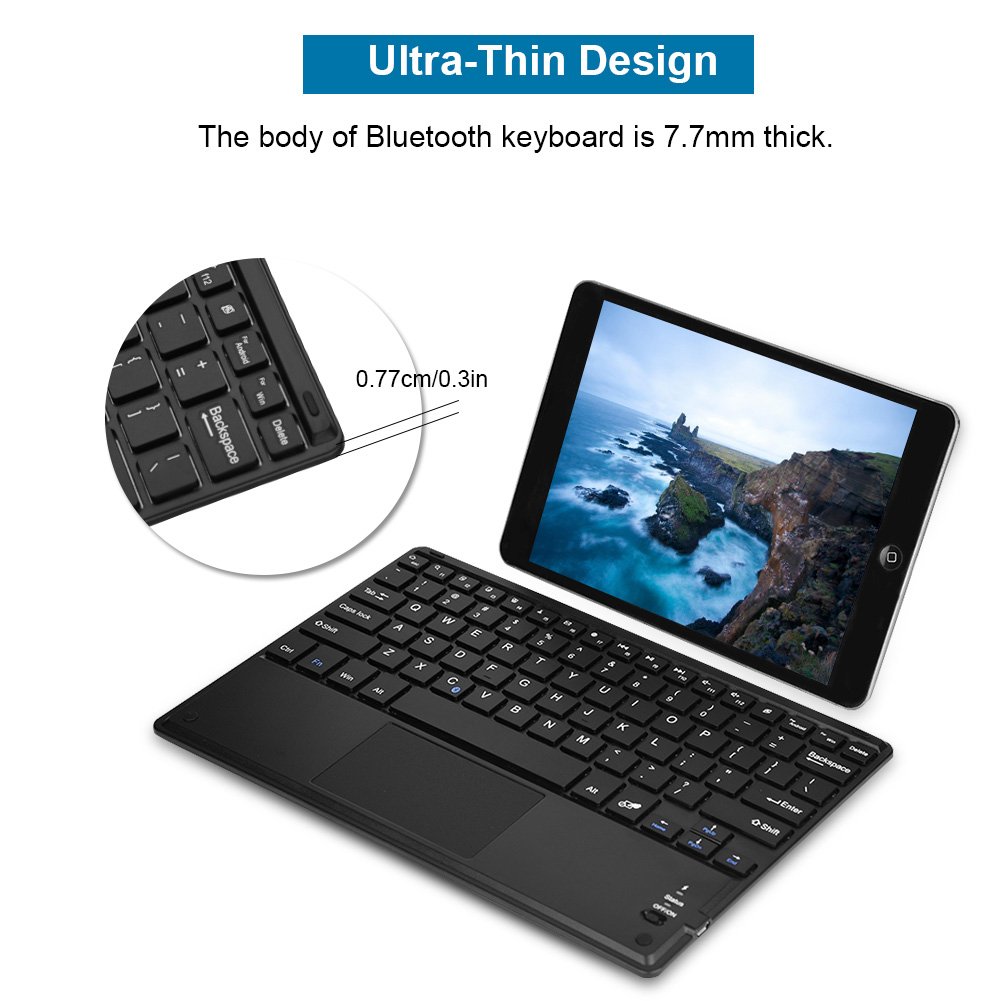 Ultra-Slim Bluetooth Keyboard with Touchpad - Wireless Portable Keyboard for PC, Android Phone, Tablet - Perfect for Home Office, Travel & Remote Work