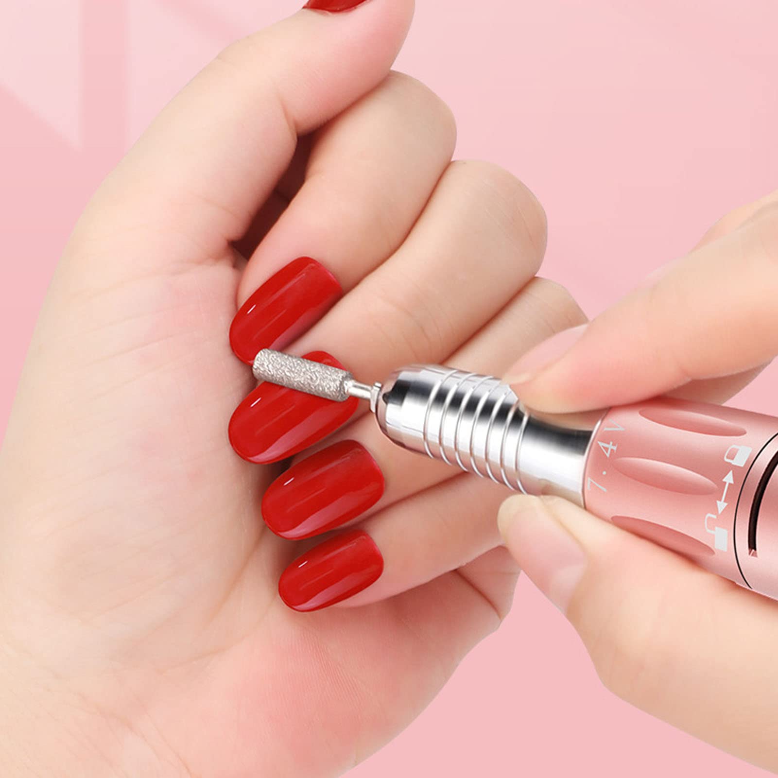 EXCLUZO Professional Rechargeable Electric Nail Drill Machine - Portable LED Rose Gold Manicure Kit for Nail Artists & Home Use | Perfect for Salon, DIY Nail Care & Gel Polish Removal