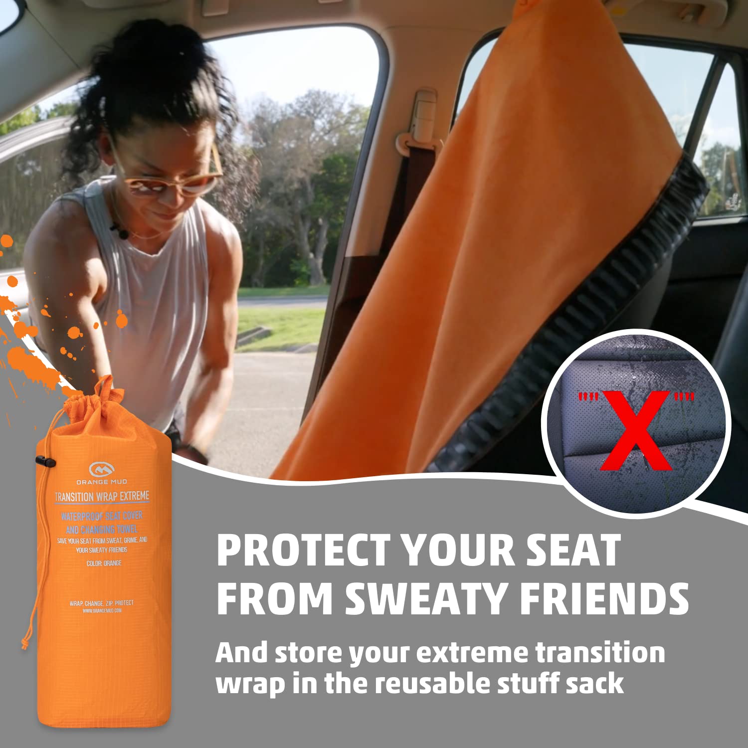 Extreme Waterproof Car Seat Cover & Baby Changing Towel - Durable, Soft & Washable - Perfect for Travel, Outdoor & Diaper Changes (Orange)