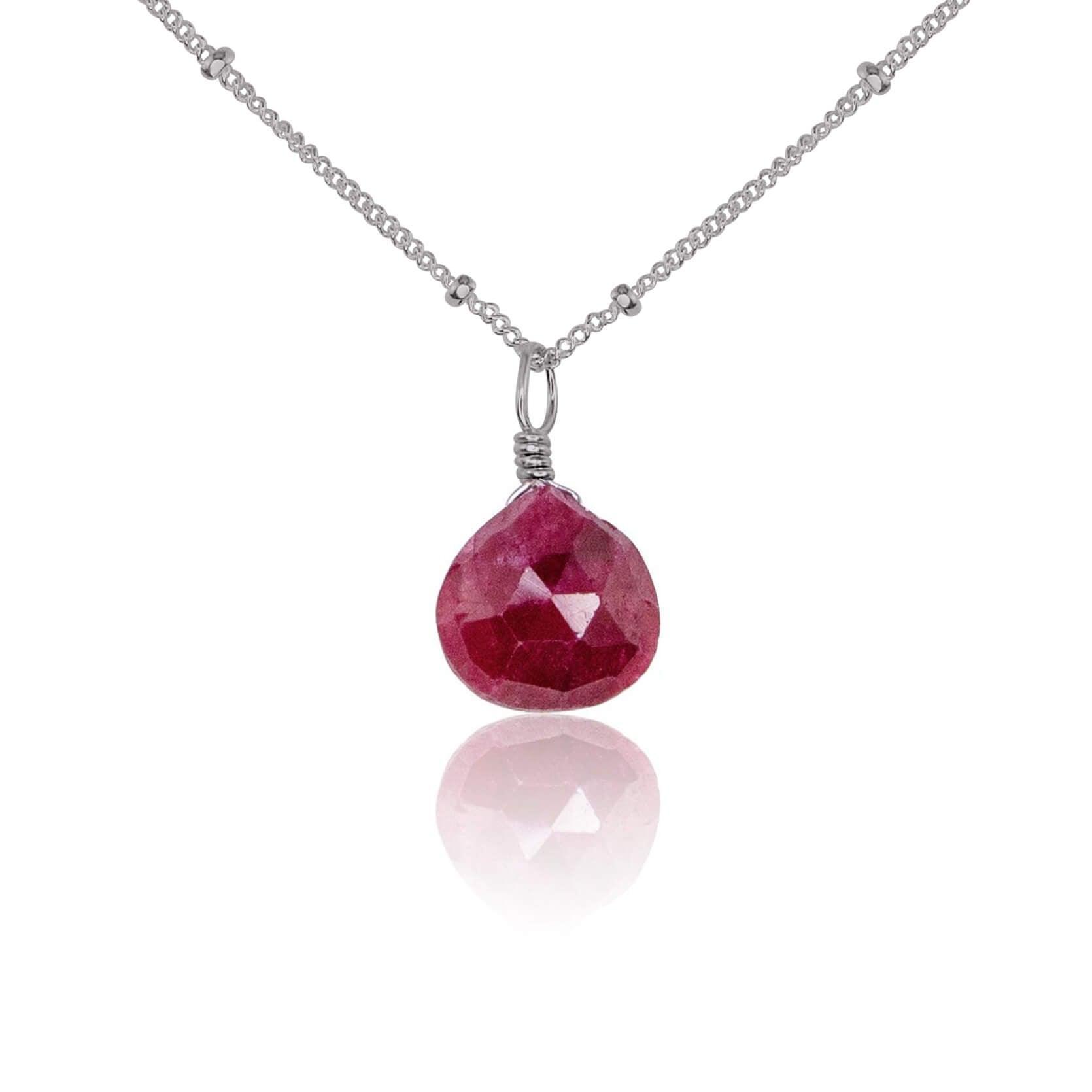 Elegant Tiny Ruby Teardrop Crystal Pendant Necklace - Perfect for Valentine's Day Gifts, Anniversary Presents & Special Occasions