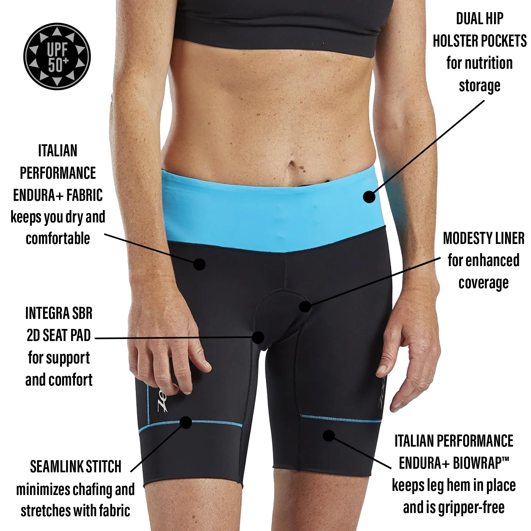 Zoot Women’s Core 8-Inch Triathlon Shorts - Quick Dry Performance Tri Shorts with Cycling Chamois Pad, Pockets & UPF 50+ Fabric - Ideal for Triathlon Training, Cycling & Running