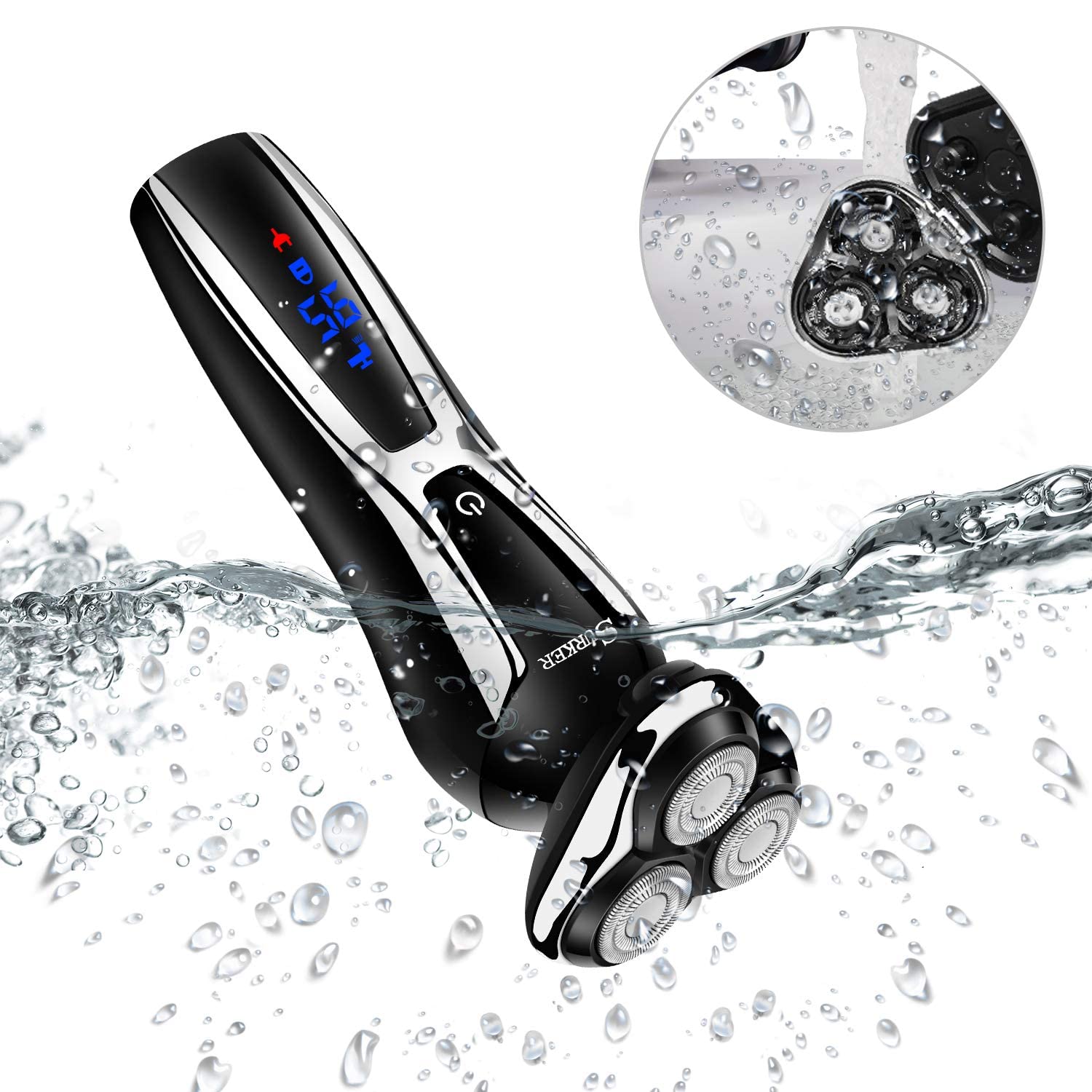 SURKER 3-in-1 Cordless Electric Shaver for Men - Waterproof Beard Trimmer, Nose Hair Trimmer & Facial Cleansing Brush Kit with USB Rechargeable (Dry/Wet Use) - Perfect for Travel, Gym & Daily Grooming Routine