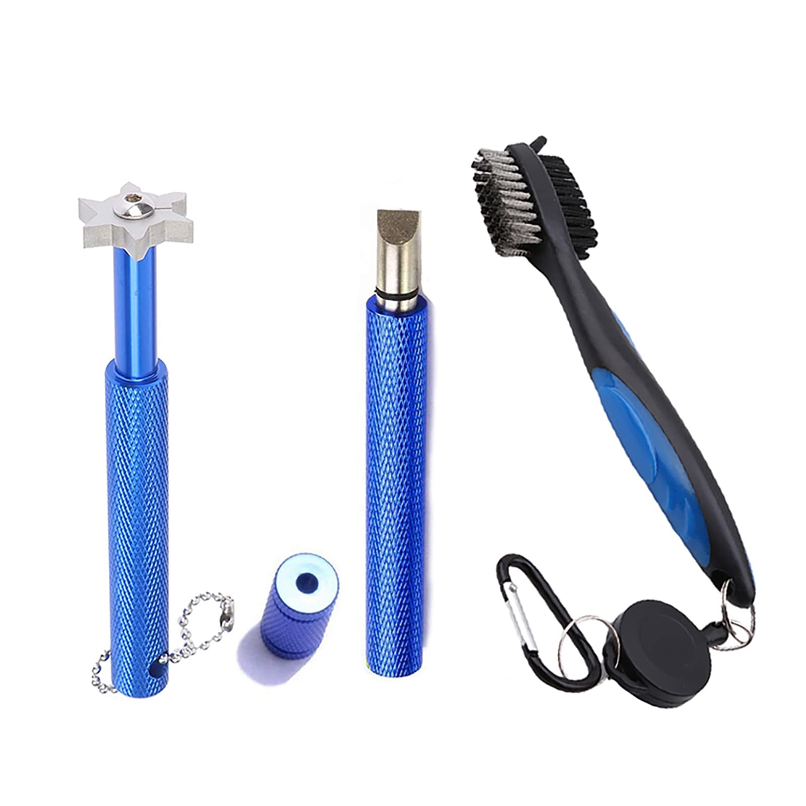 VIPMOON Golf Club Groove Sharpener Tool - Golf Brush & Groove Cleaner with Retractable Zip-line Aluminum Carabiner - Wedge & Iron Groove Sharpener for U & V Grooves - Perfect Golf Accessories for Men - Ideal for Course Maintenance & Club Care