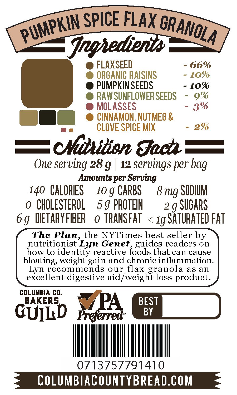Organic Flax Granola Bulk - Pumpkin Spice Flavor | High Fiber Healthy Breakfast Cereal | Perfect for Smoothie Bowls, Yogurt Toppings & On-the-Go Snacks