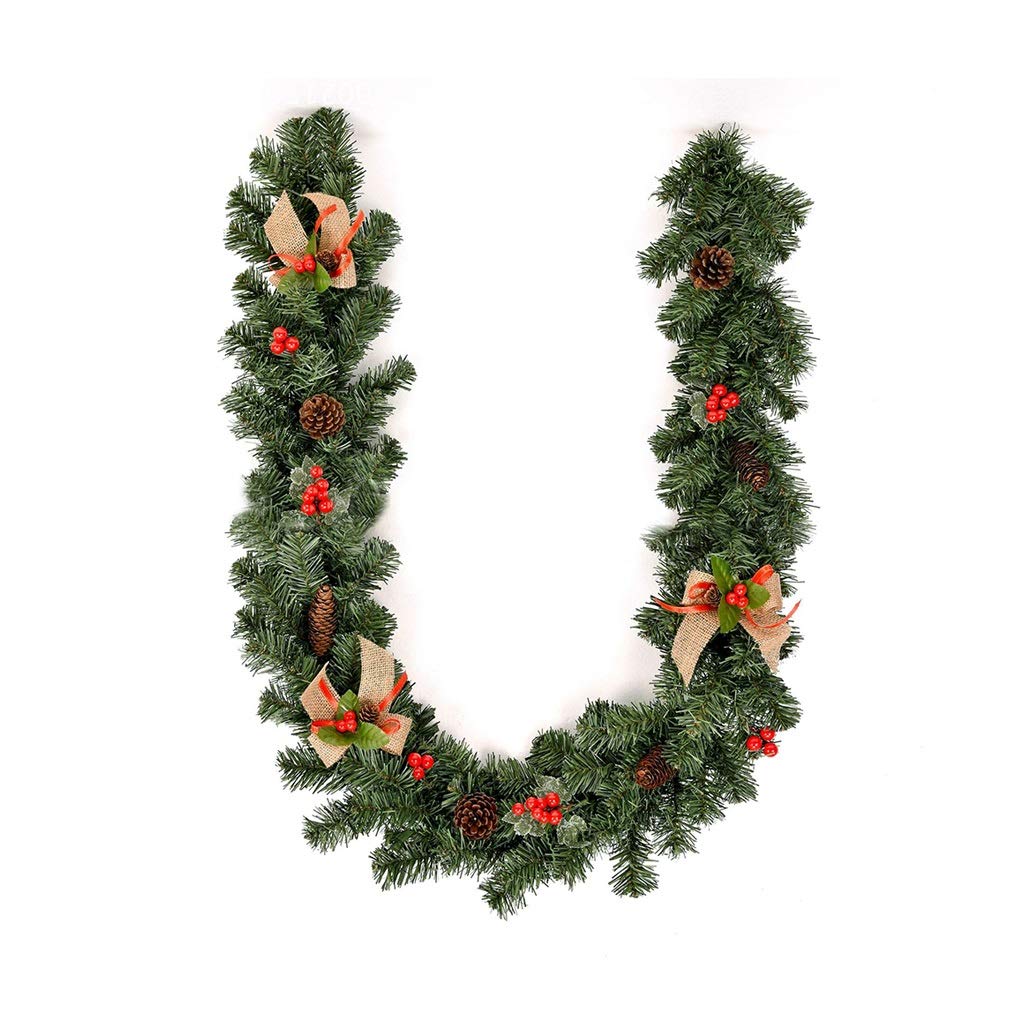 GANFANREN 1.8M Christmas Tree Ribbon Garland with LED Lights - Green Tinsel Cane Ornaments for Holiday Party Decorations, Xmas Tree Topper, New Year Home Decoration