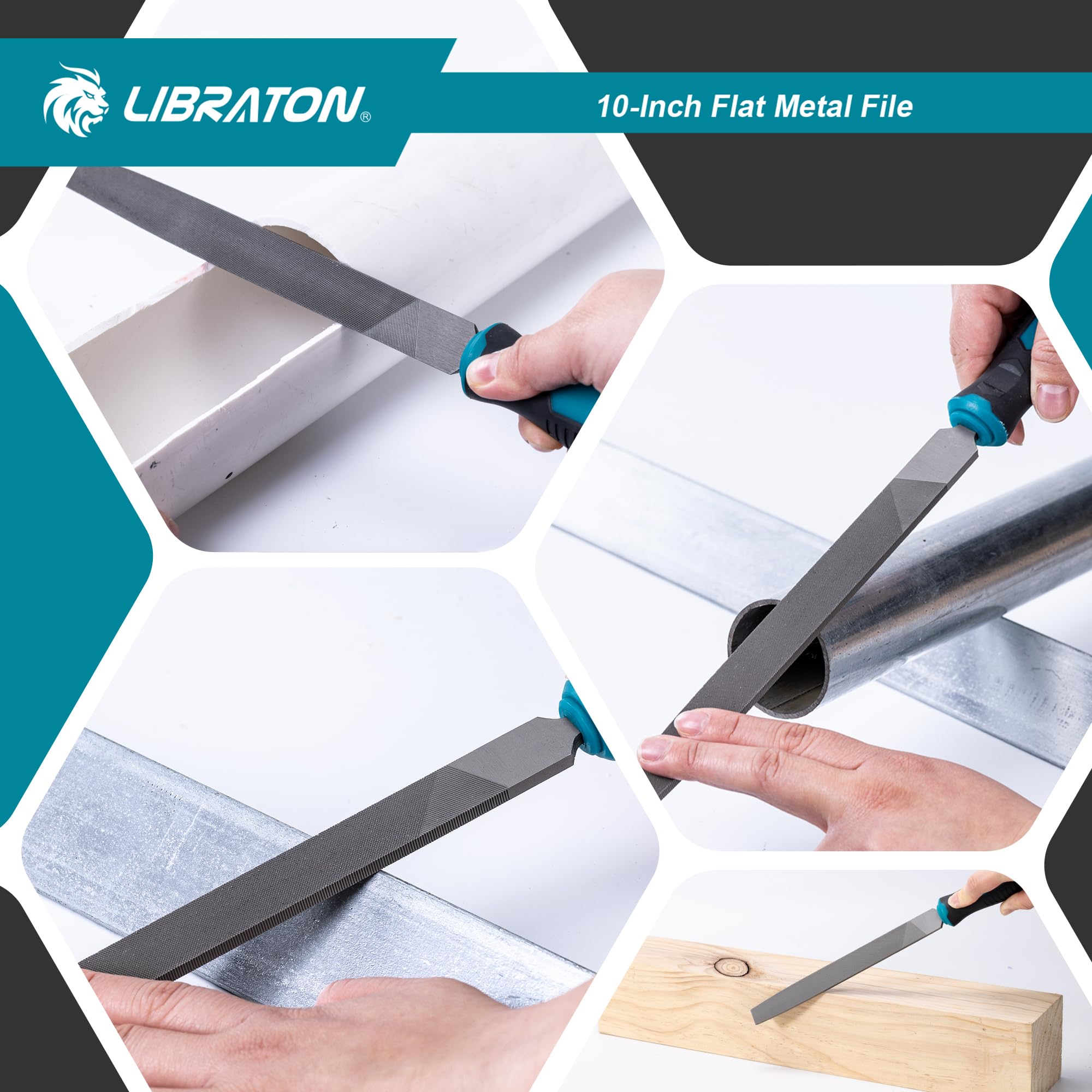 10-Inch Flat Metal File - High Carbon Steel File with Ergonomic Handle for Metalworking, Wood & Plastic - Perfect for Refining, Shaping & Scraping - Ideal for DIY Projects, Automotive Repair & Home Improvement