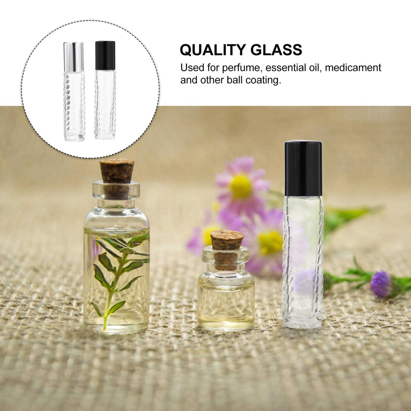Healifty 12-Pack Essential Oil Roller Bottles with Lids - Leakproof Glass Roll-On Perfume & Aromatherapy Containers for DIY Blends, Travel, Home & Office Use
