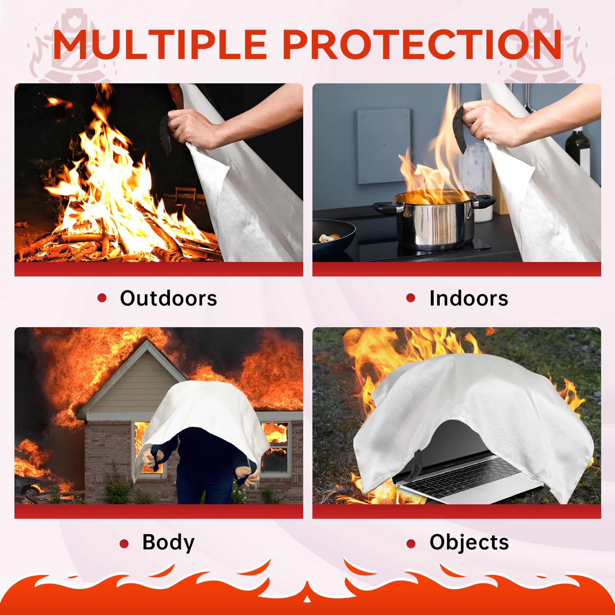 NEXCOVER Fire Blanket - Flame Retardant Emergency Blanket for Home & Kitchen Safety | Fire Suppression Blanket for Car, Office, Fireplace, Grill & BBQ | Essential Fire Protection for Cooking, Camping & Emergency Situations