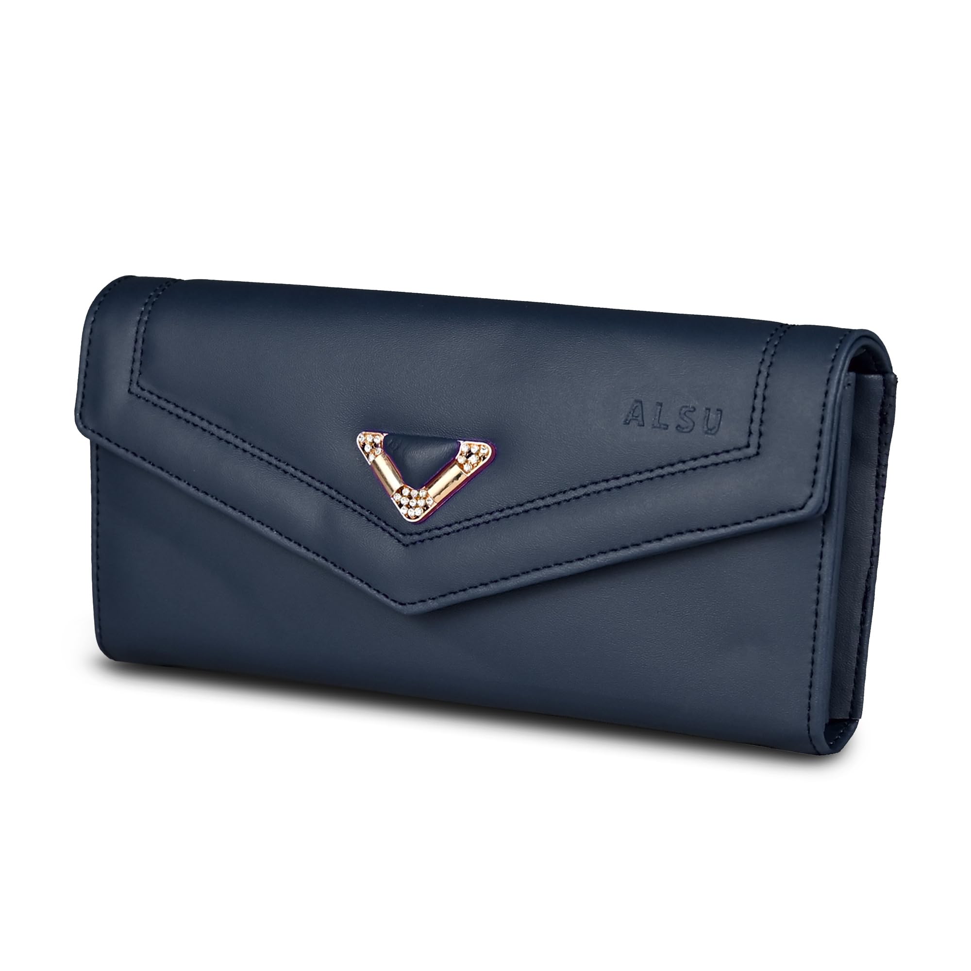 ALSU Women's Wallet with Phone Pocket & Card Slots - Stylish Clutch Purse for Cash, Coins, and Credit Cards | Perfect for Parties, Shopping, and Everyday Use (Blue)