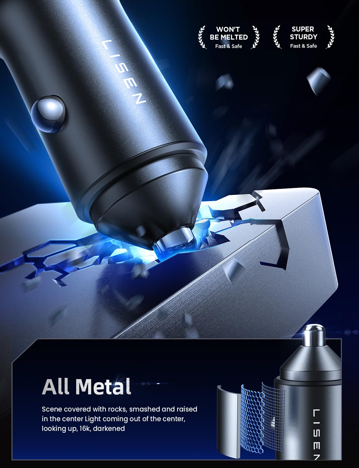 LISEN 90W USB C Car Charger with Fast Charging - Dual USB C & Lightning Ports for iPhone 16/15/14 Pro Max, Samsung S24 - Perfect for Road Trips & Commuting