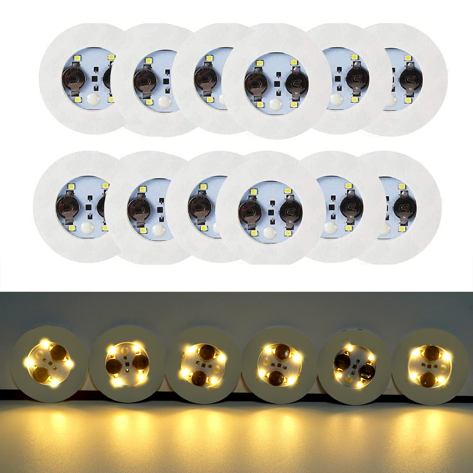 LOGUIDE 12 Pack LED Coaster Set - Glowing Drink Coasters with Bottle Lights for Bars, Parties & Home Decor - Flashing Shot Coasters in Warm White for Cocktails, Beer & Beverages