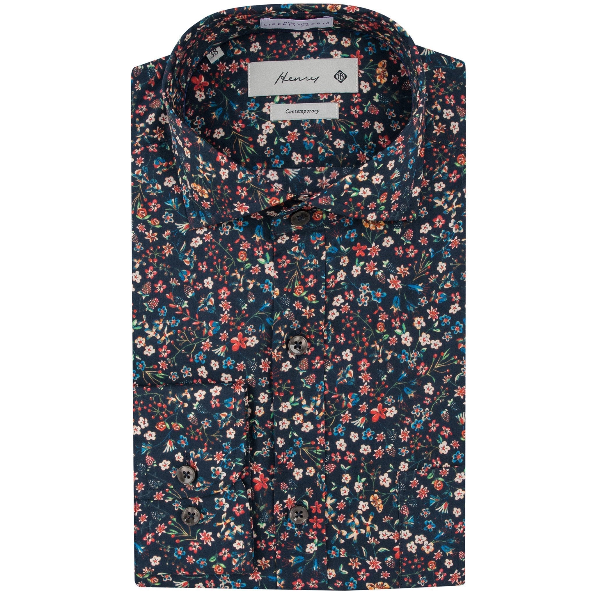 Henry Navy Liberty Shirt - Classic Men's Casual Button-Up Shirt for Business & Everyday Wear | Comfortable & Stylish Office & Weekend Outfit