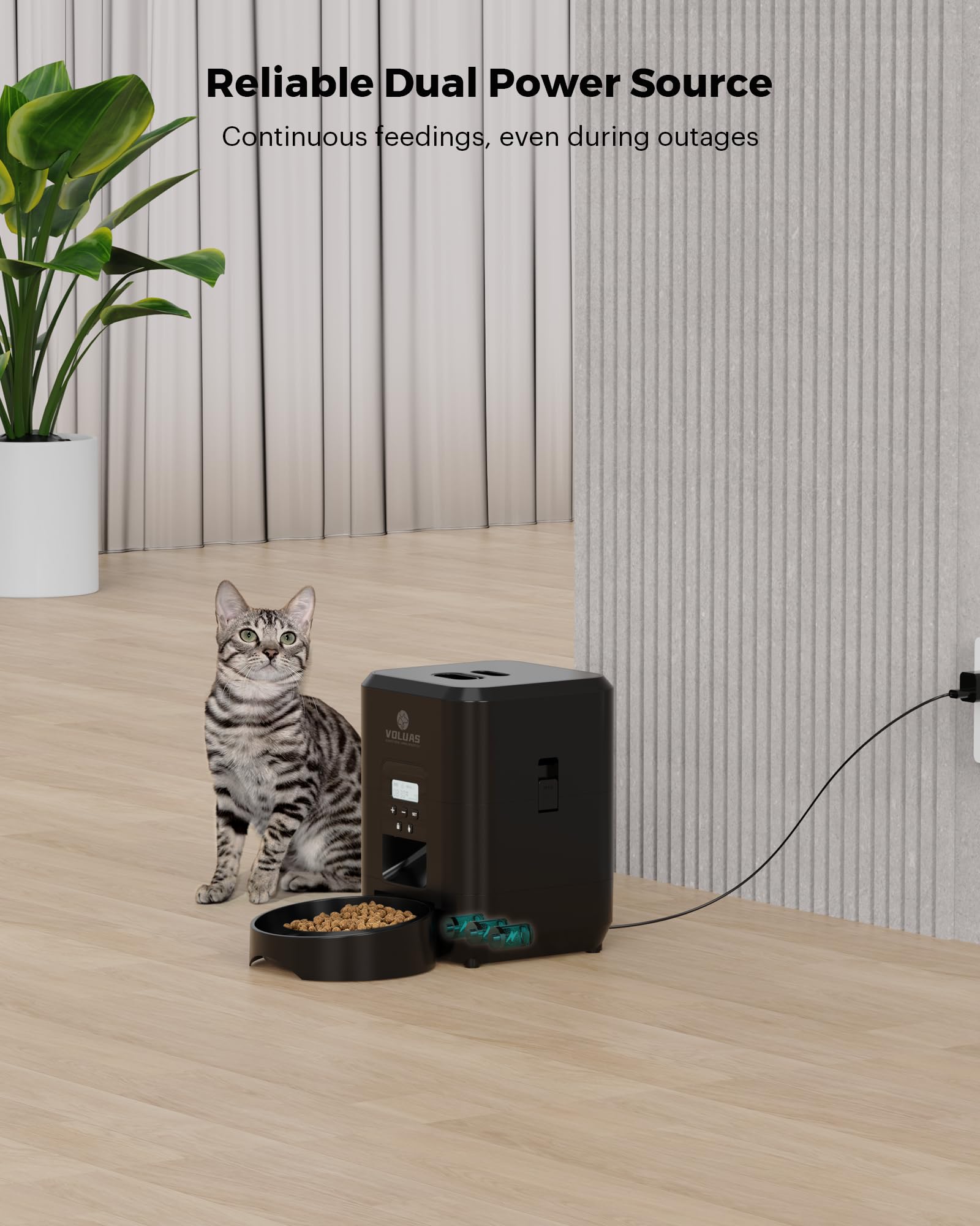 VOLUAS Automatic Cat Feeder with Timer - 2L Smart Pet Food Dispenser for Cats & Dogs | Dry Food Automatic Feeder with Memory Function | Perfect for Travel, Workdays & Multi-Pet Homes