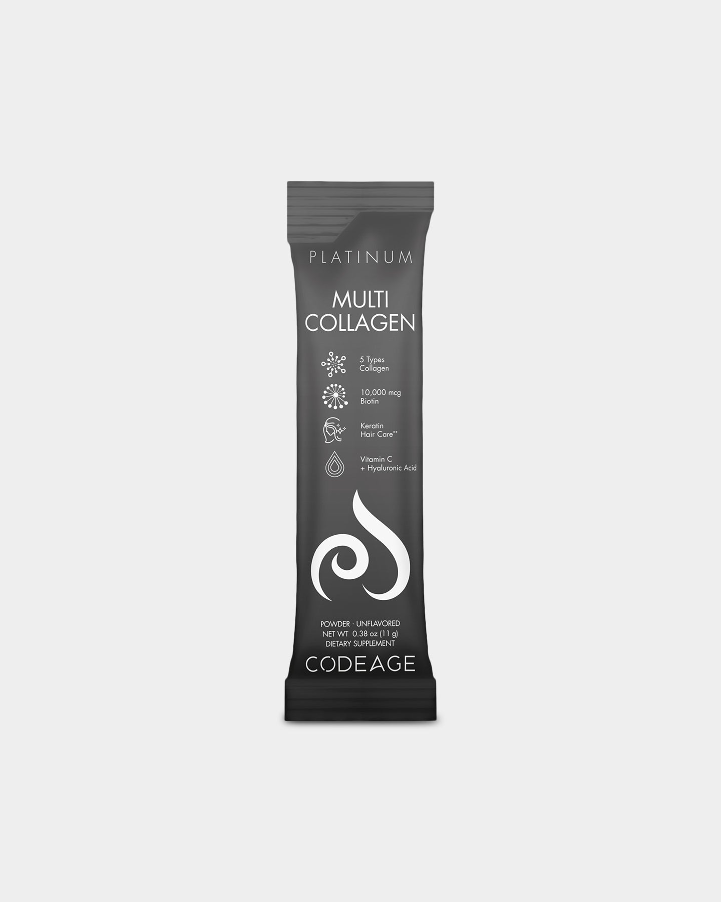 Codeage Platinum Multi Collagen Peptides Powder Stick - Hydrolyzed Collagen Supplement for Skin, Hair & Joint Support - Easy Single-Serve Packets for Travel, Gym & On-The-Go Wellness
