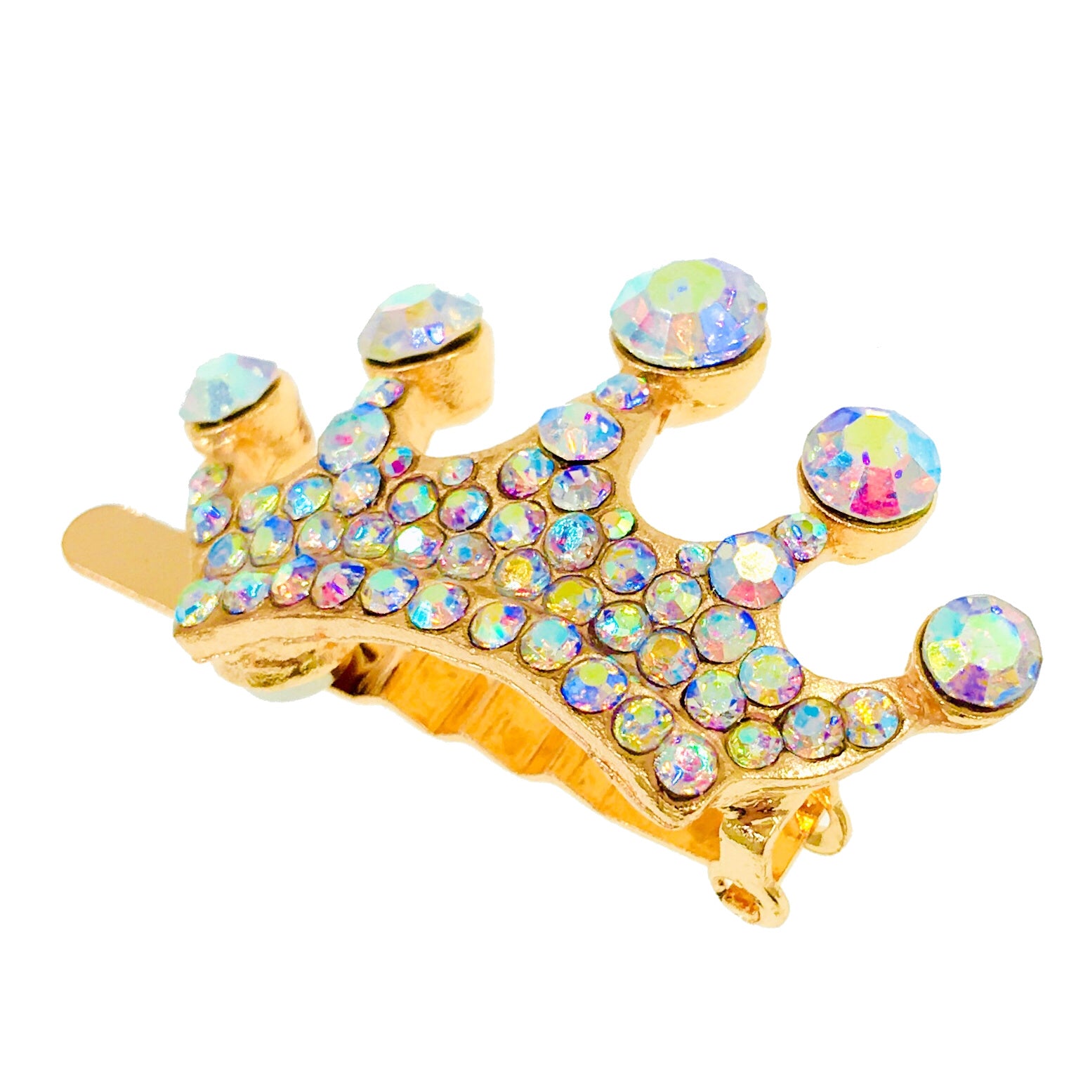 Princess Crown Magnetic Hair Clip with Rhinestone Crystal Gold Base - Perfect for Weddings, Parties & Special Occasions