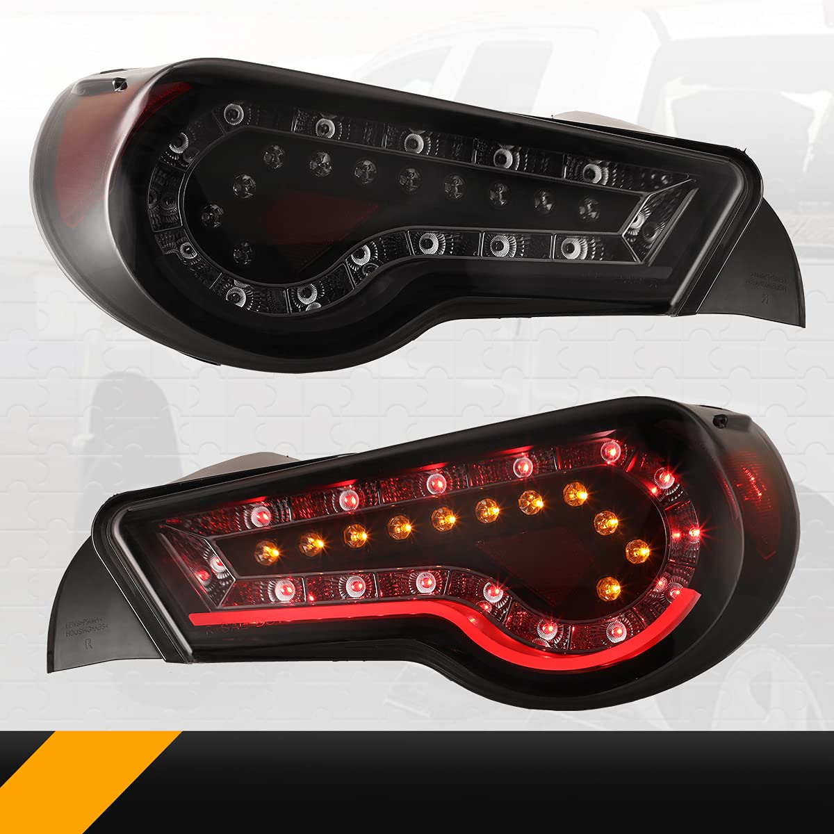 Nixon Offroad LED Tail Lights for Scion FR-S 2013-2016, Toyota 86 & Subaru BRZ 2013-2020 - Sequential Turn Signal, Smoked Lens (Jet Black) - Upgrade Your Car's Style & Safety for Night Driving & Custom Looks