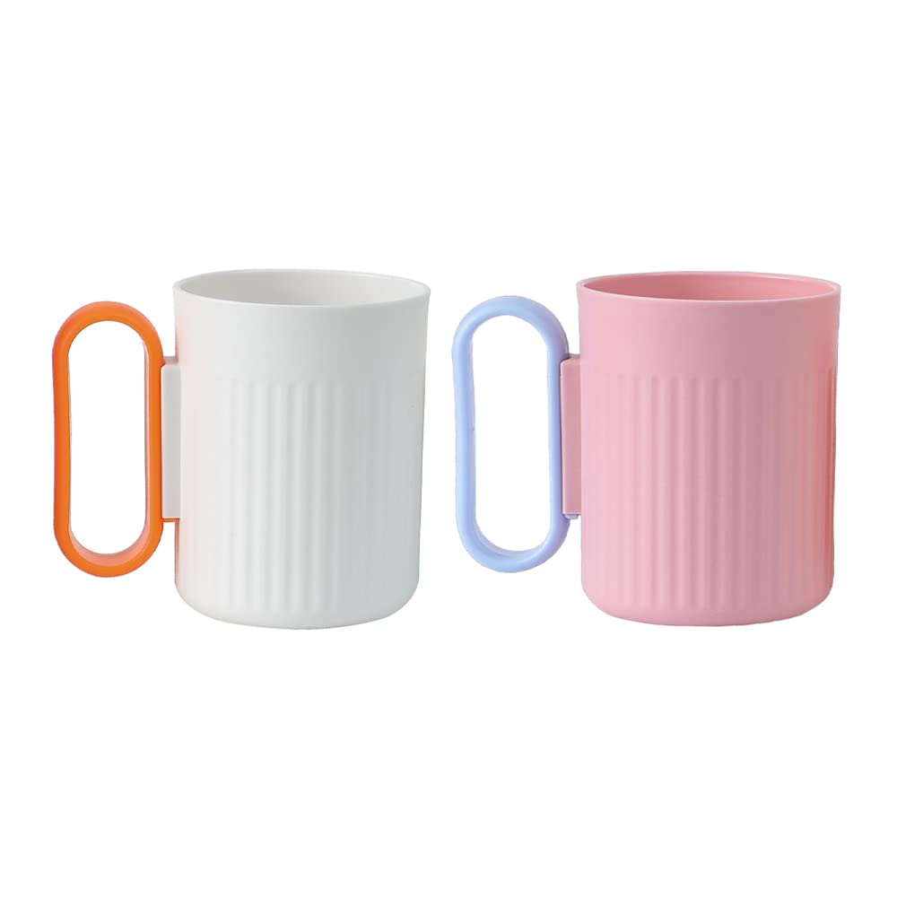 2-Pack Couple Toothbrush Holders with Removable Handle - 15oz Large Capacity Bathroom Cups in Dream Colors (White & Pink) - Perfect for Couples' Bathroom Organization & Toothbrush Storage