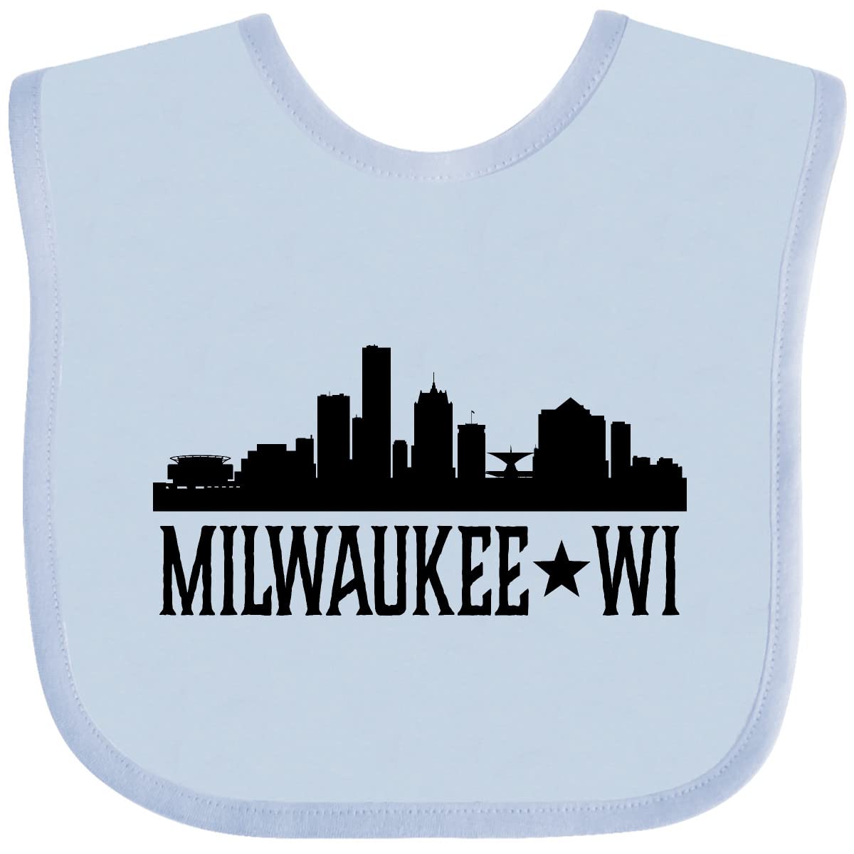 Inktastic Milwaukee Wisconsin City Skyline Baby Bib - Soft Cotton Drool Bib for Infants & Toddlers - Perfect for Feeding, Teething, and Everyday Use