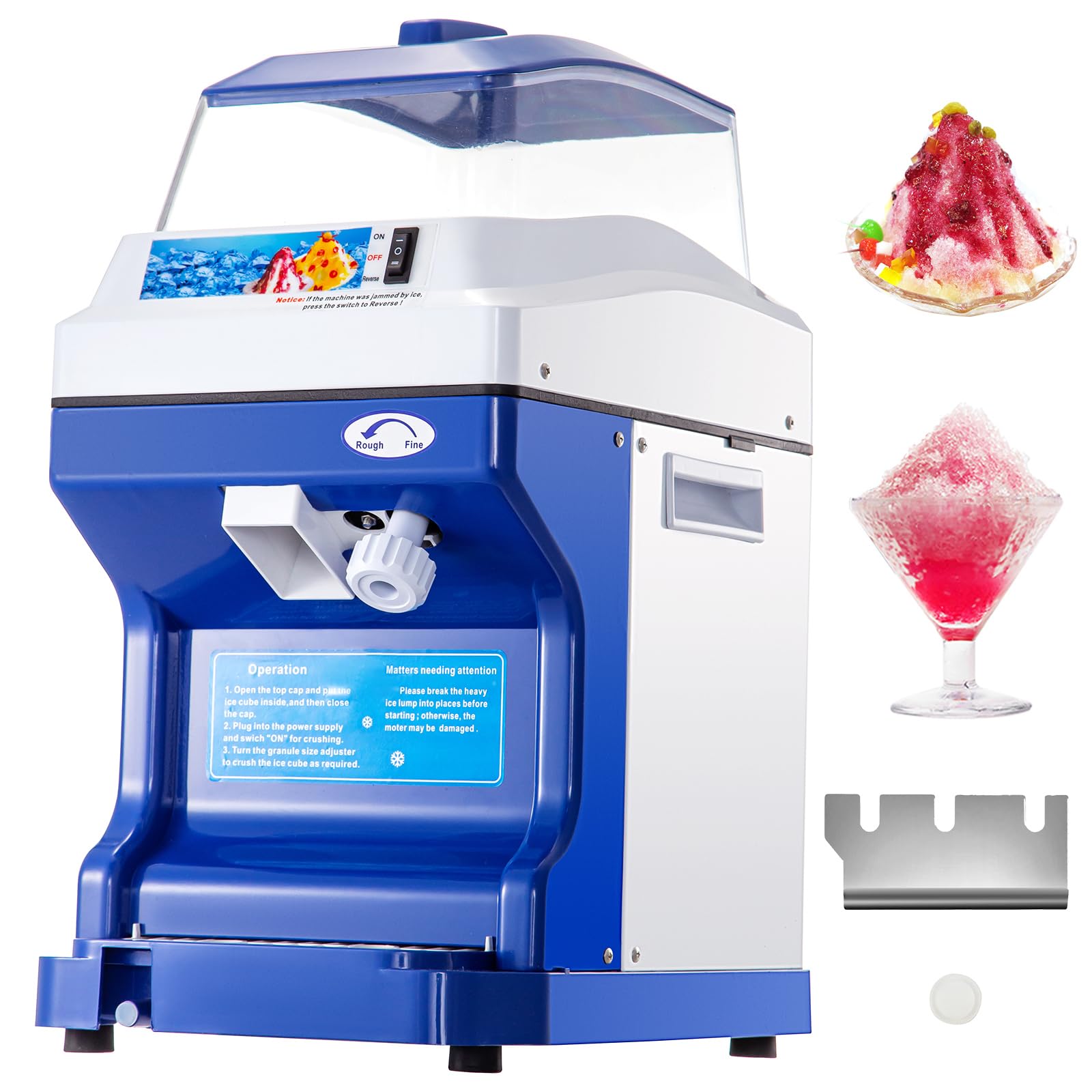 Happybuy 110V Commercial Ice Shaver Crusher - 441LBS/H Heavy Duty Electric Snow Cone Maker with 11LBS Hopper, 300W for Parties, Events, Snack Bars, Restaurants & Home Use - Perfect for Summer Treats, Cocktails & Desserts
