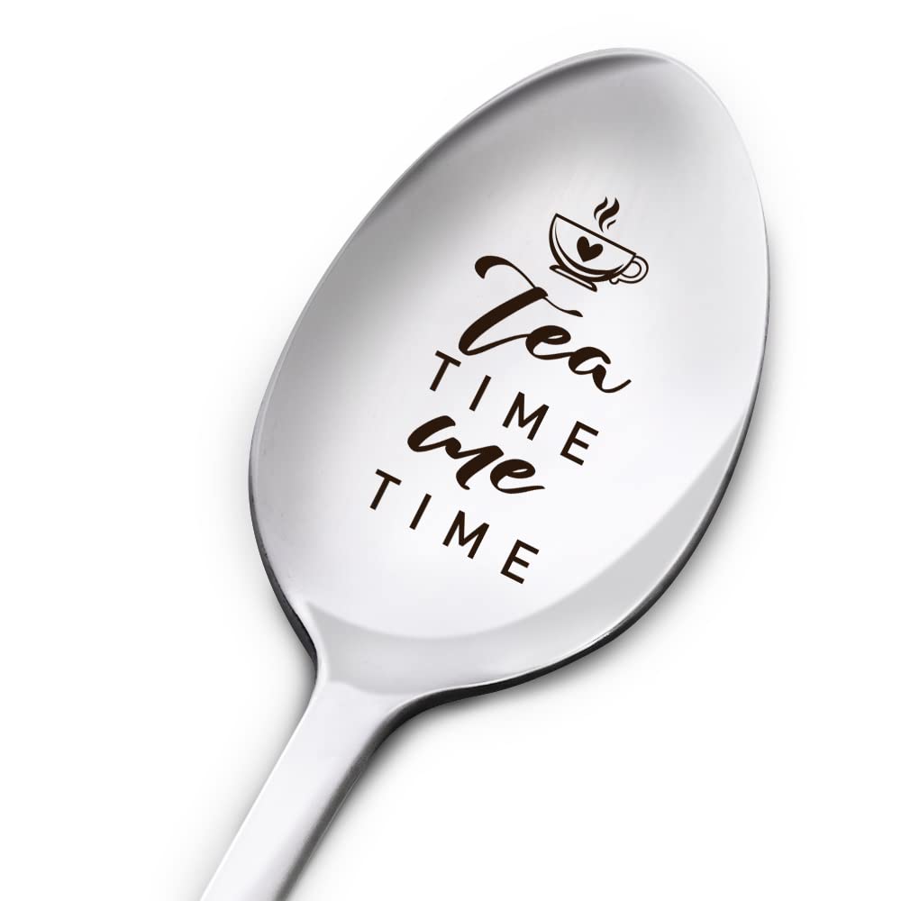 Personalized Engraved Stainless Steel Tea Spoon Set - Perfect Gift for Tea Lovers (Mom, Dad, Grandma, Grandpa) - Birthday, Thanksgiving & Christmas Present - Ideal for Afternoon Tea, Relaxation & Gifting Scenes